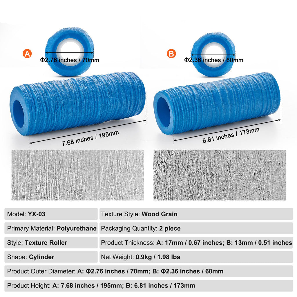 Betono tekstūros volai VEVOR YX-03, 2 vnt. rinkinys