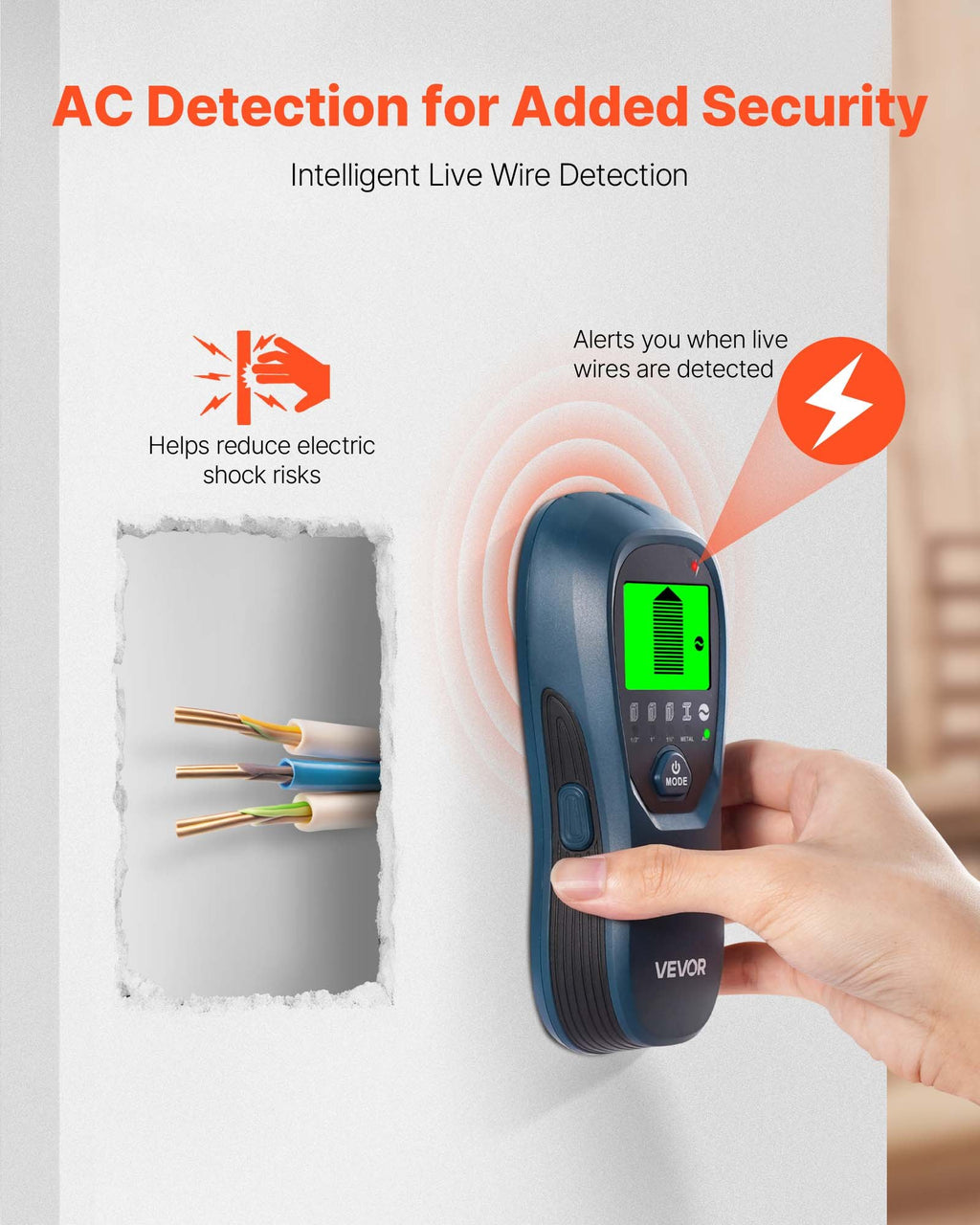 Sienų skeneris VEVOR HT580-BL, 5-in-1 detektorius