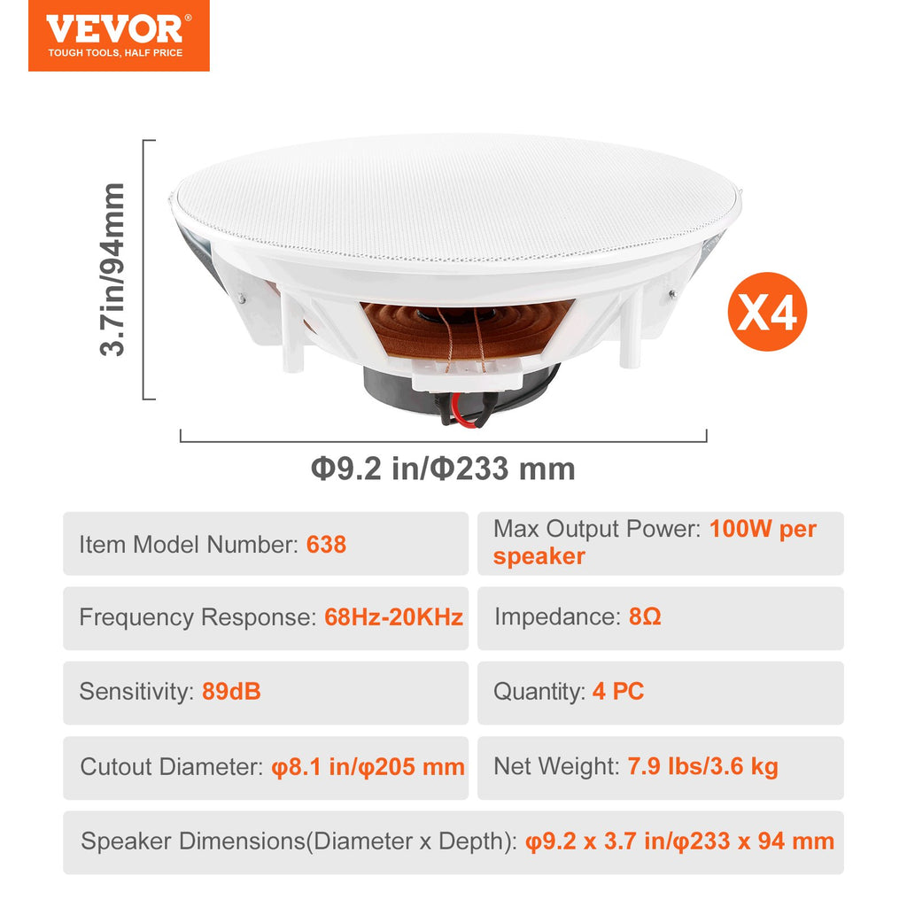 Į lubas montuojami garsiakalbiai VEVOR 638, 100 W
