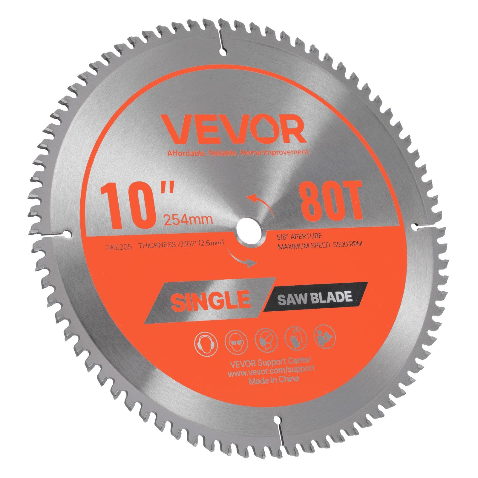 Diskinio pjūklo diskas VEVOR 254*2.6*15.875-80T, 254 mm skersmuo