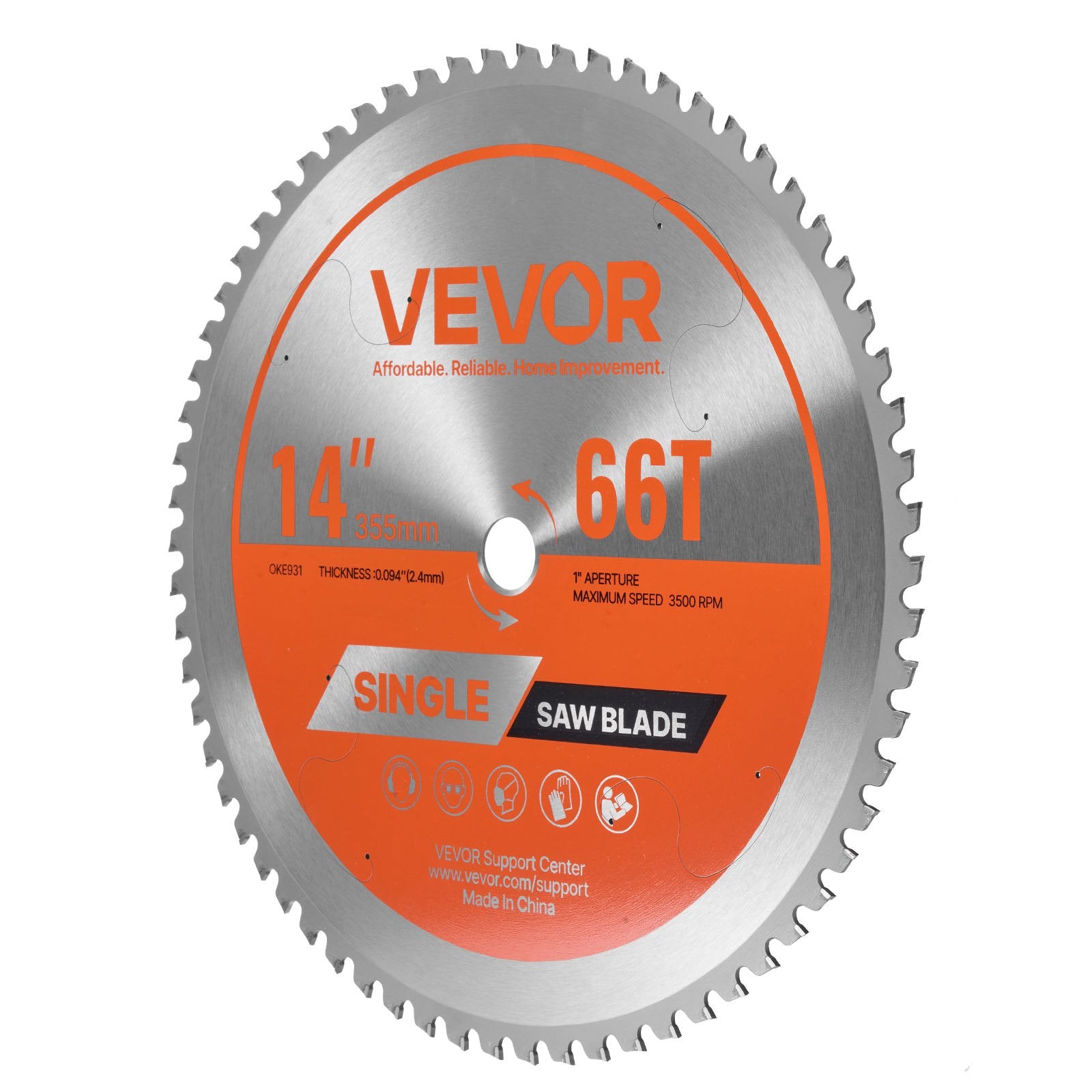 Cirkuliarinio pjūklo diskas VEVOR 355*2.4*25.4-66T, 355 mm