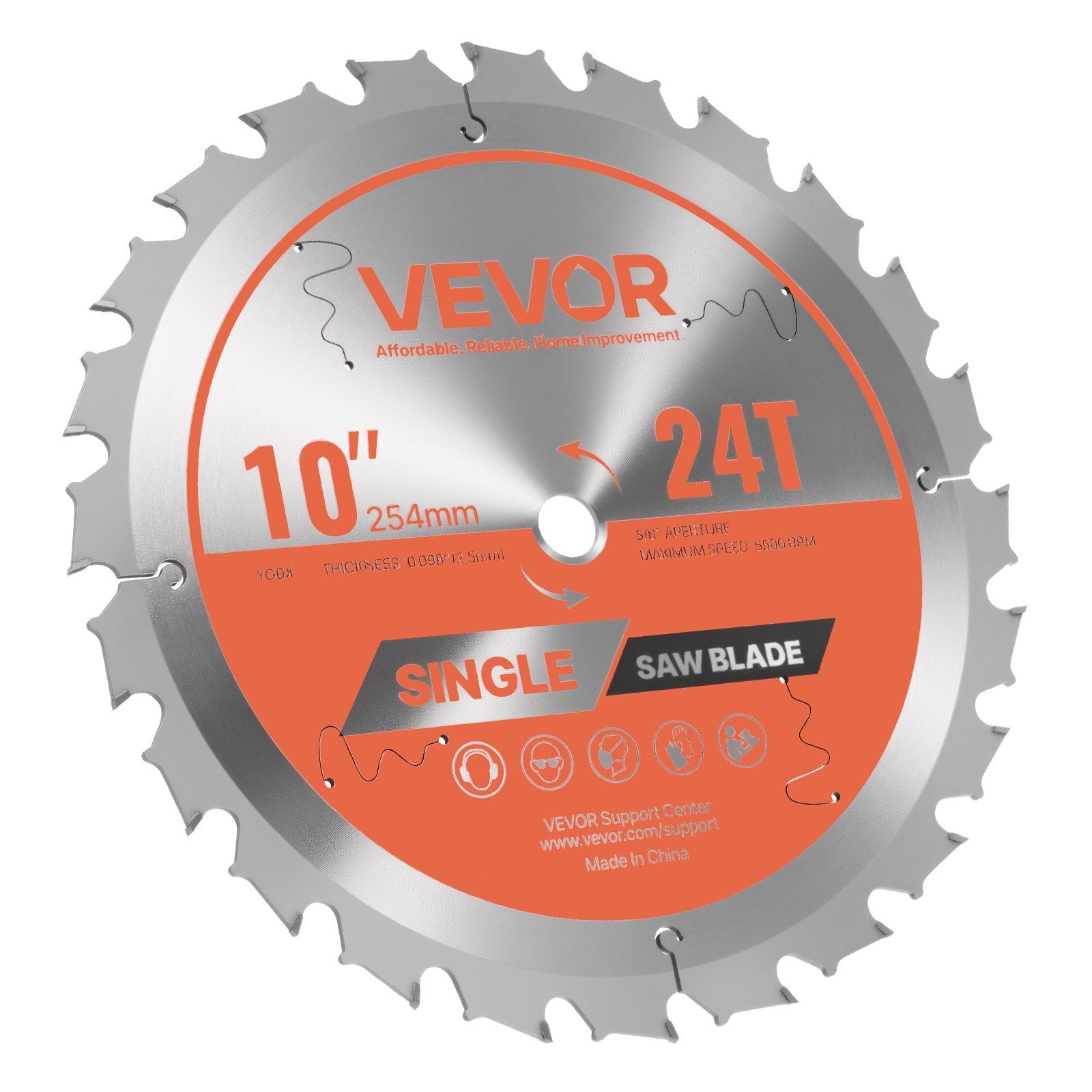 Diskinio pjūklo diskas VEVOR 254*2.5*15.875-24T, 254 mm skersmens