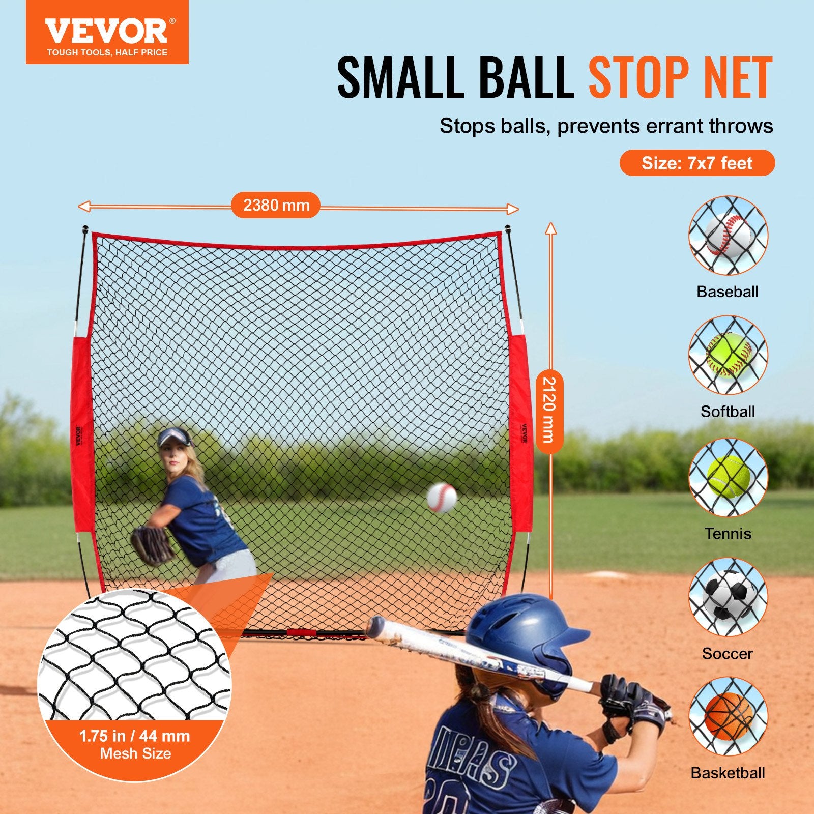 Apsauginis sporto tinklas VEVOR SSPDYBQ003, 213x213 cm