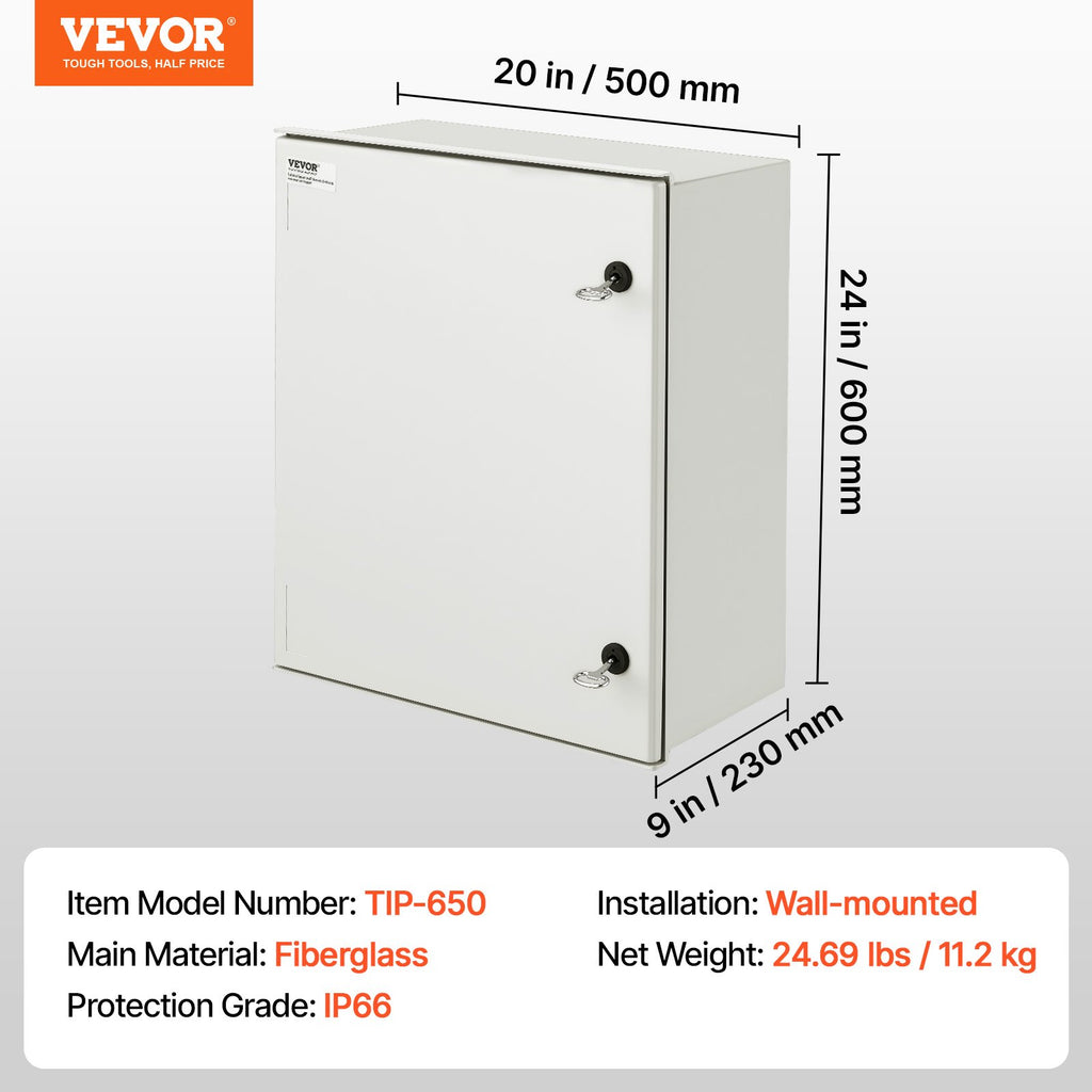 Elektros skydinė VEVOR TIP-650, 60x50x23 cm, IP66
