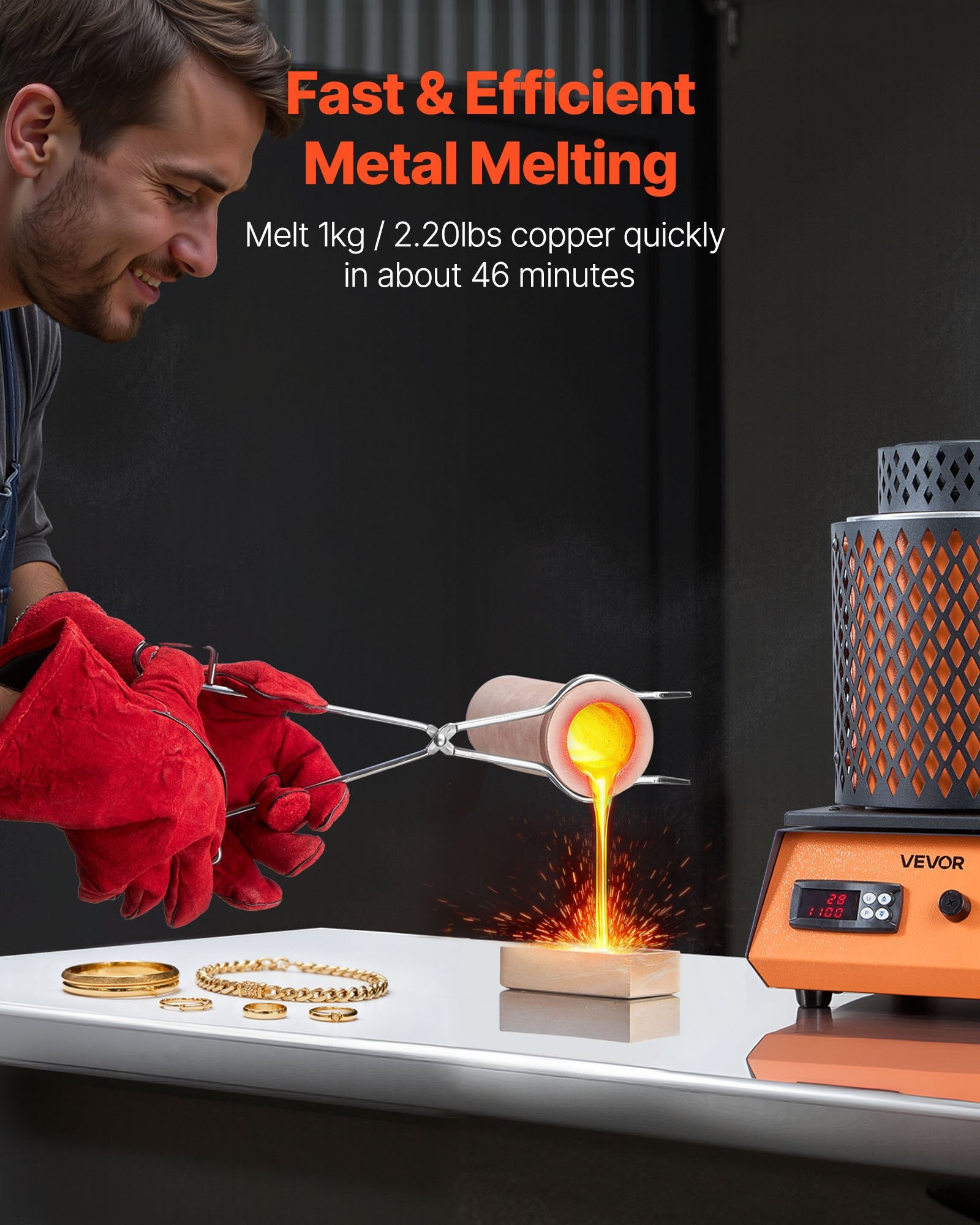 Elektrinė metalo lydymo krosnis VEVOR KD-1101, 1350W