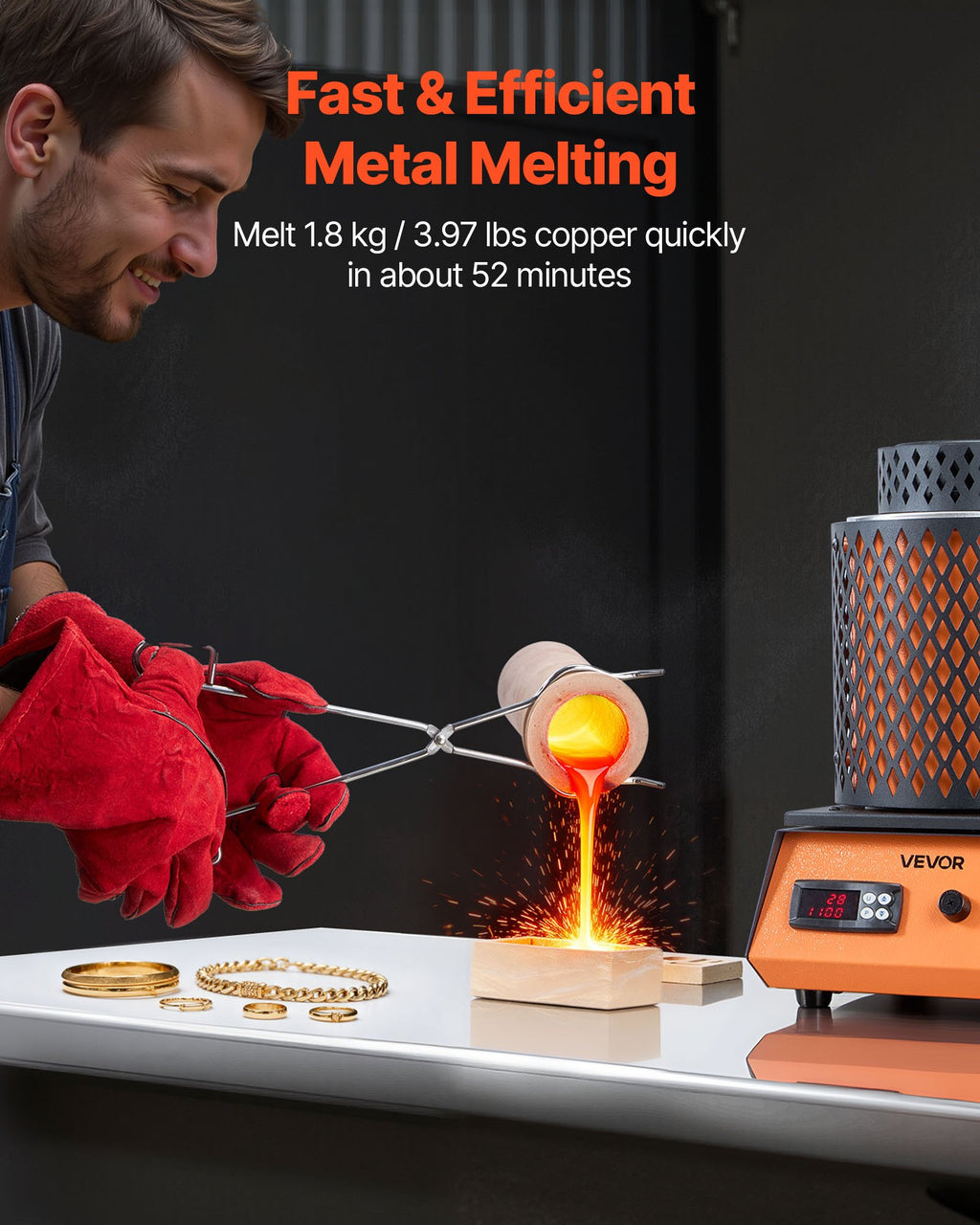 Elektrinė metalo lydymo krosnis VEVOR KD-1151, 1500W