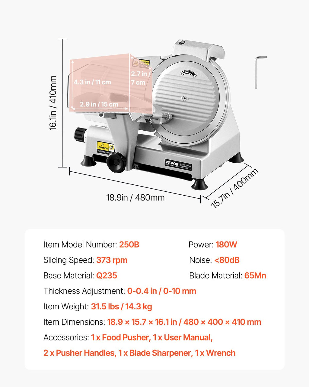 Elektrinė pjaustyklė VEVOR 250B, 180W