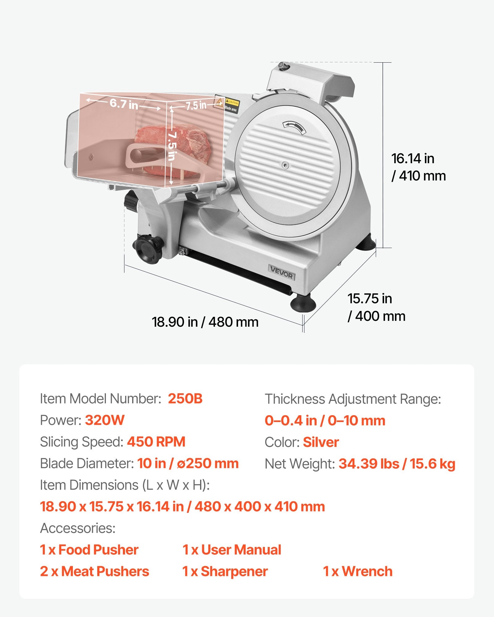 Elektrinė pjaustyklė VEVOR 250B, 320 W