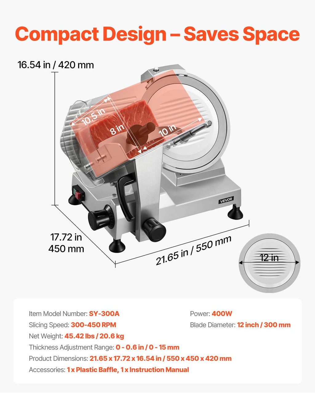 Elektrinė pjaustyklė VEVOR SY-300A, 400 W