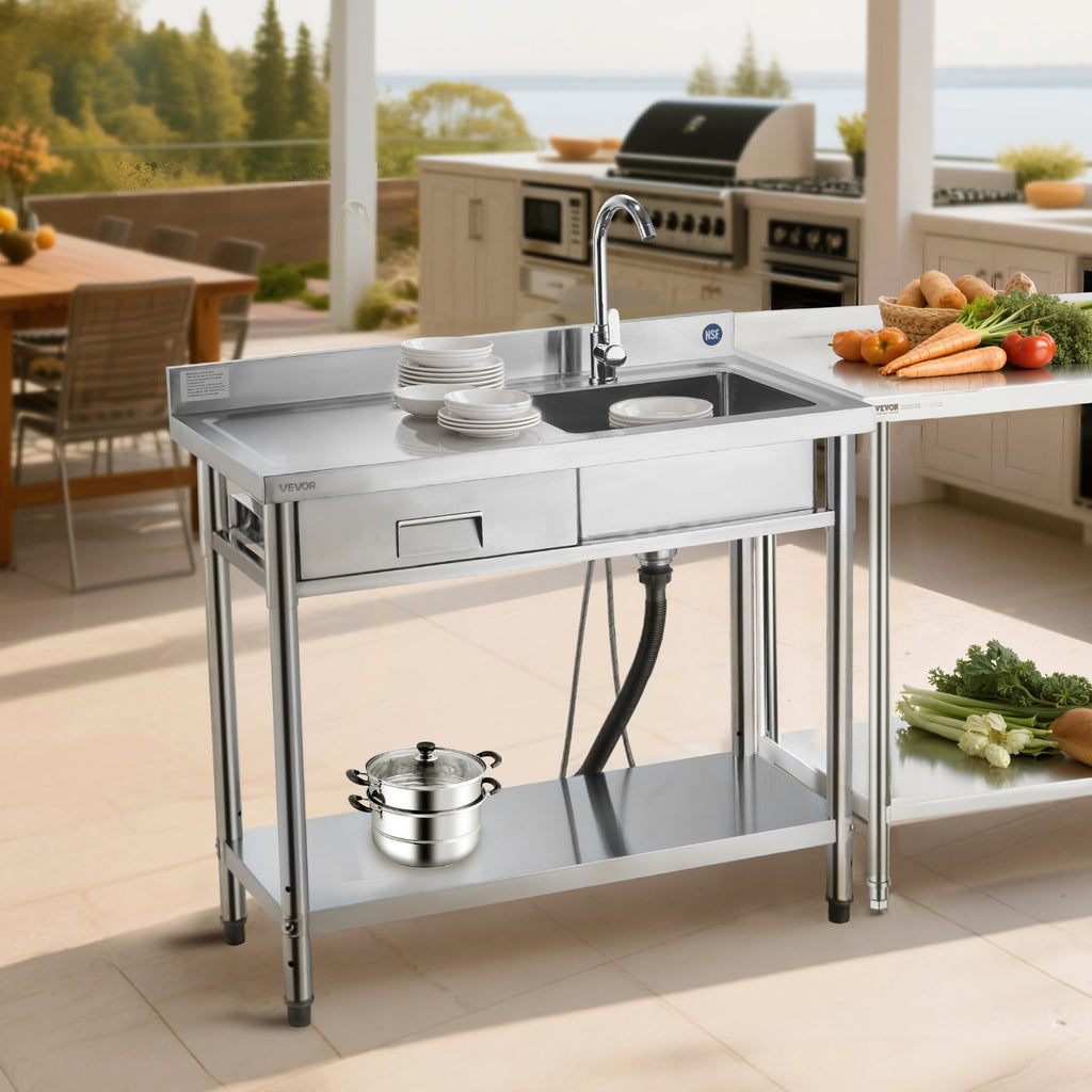 Nerūdijančio plieno plautuvė VEVOR SS100-4, 1000 x 500 x 940 mm