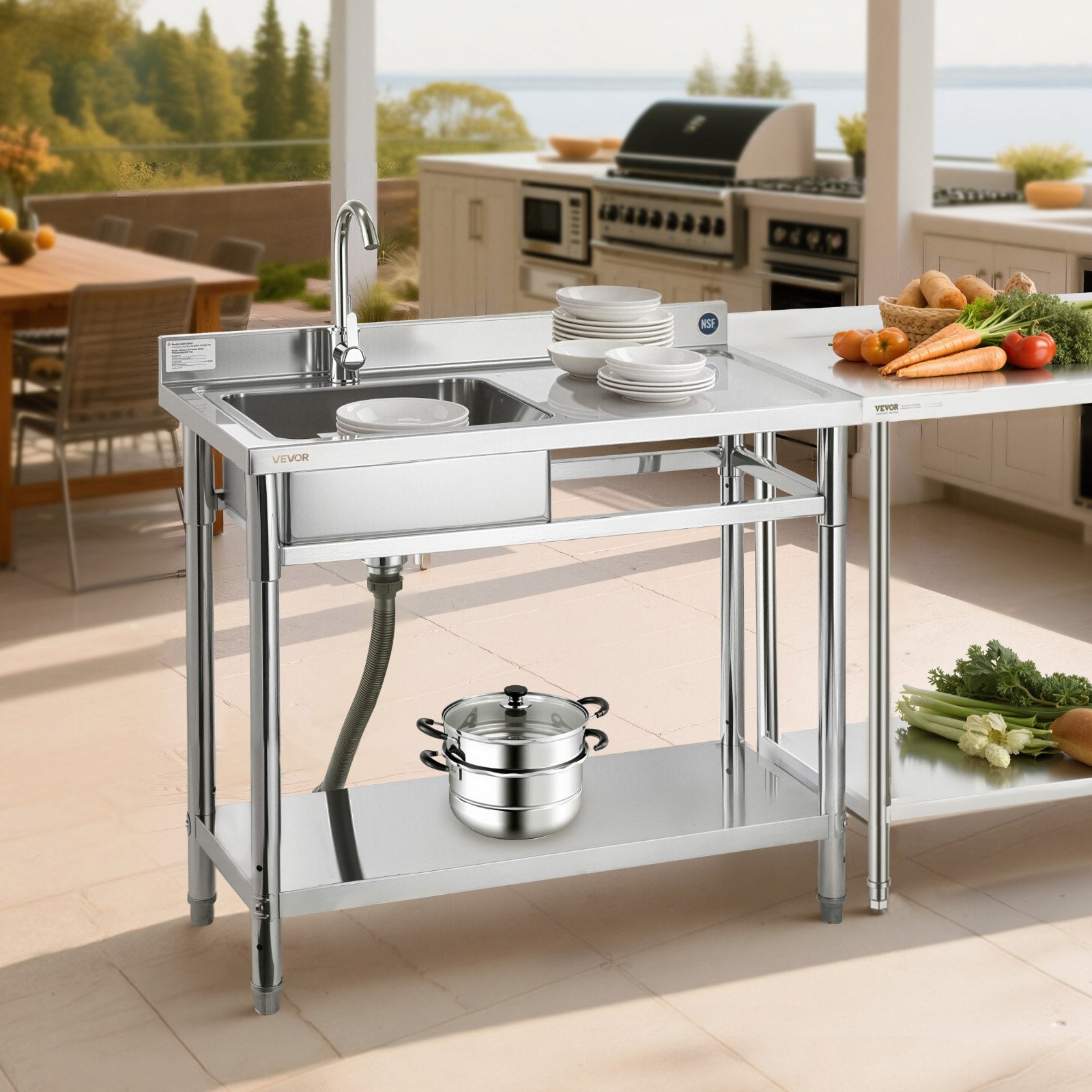 Nerūdijančio plieno plautuvė VEVOR SS100-1, 1000 x 500 x 940 mm