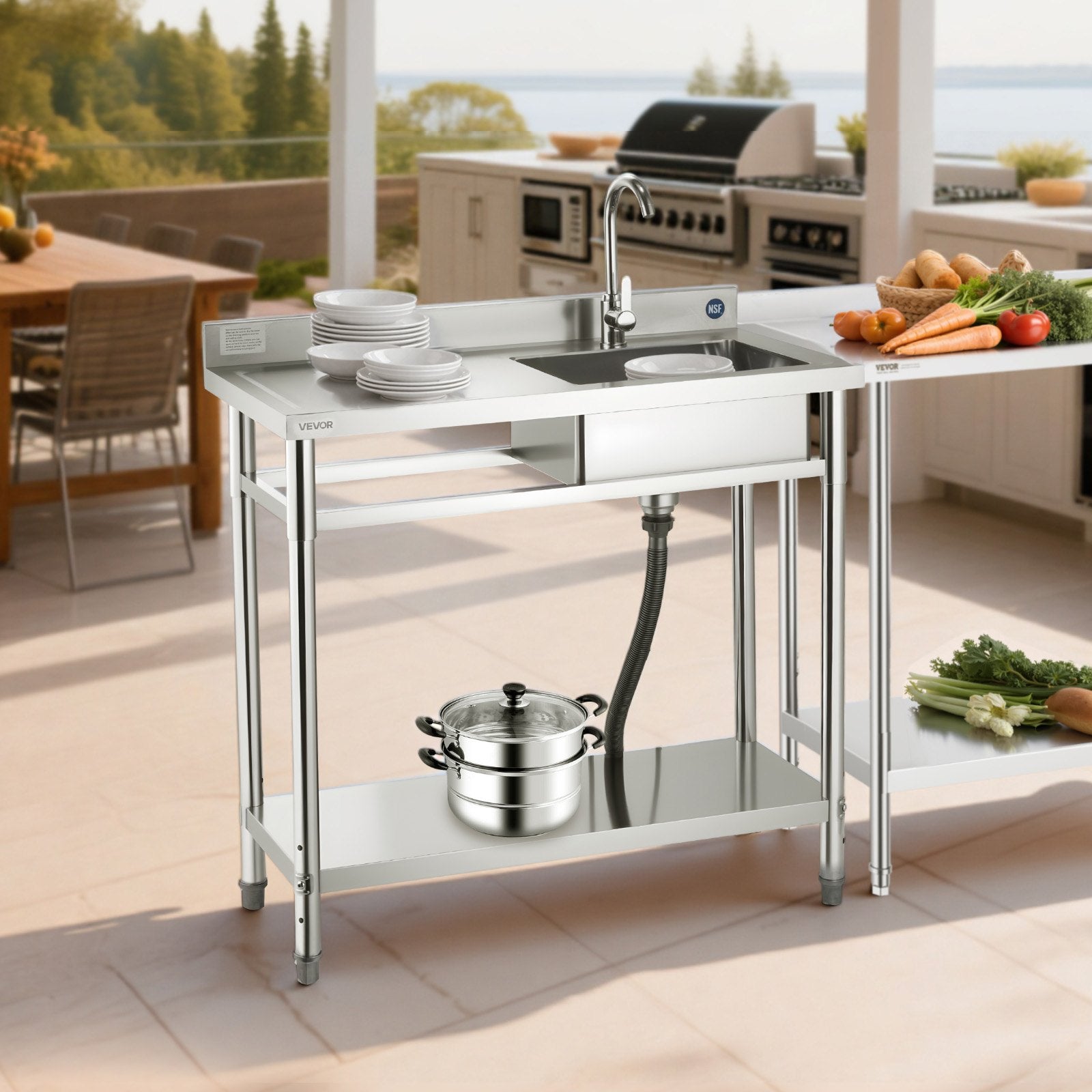 Nerūdijančio plieno plautuvė VEVOR SS100-2, 1000 x 500 x 940 mm
