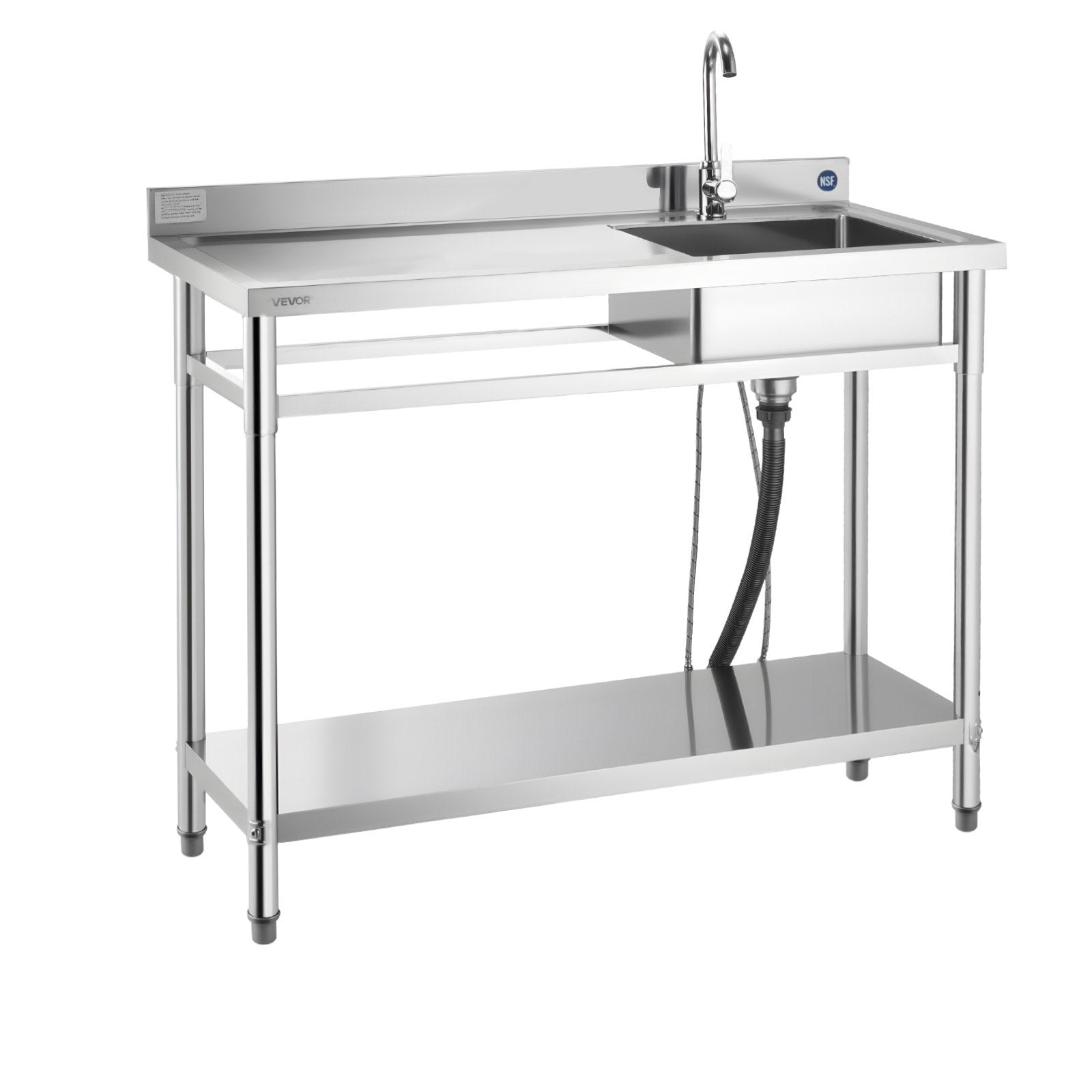 Nerūdijančio plieno plautuvė VEVOR SS1200-3, 1200x500x940 mm
