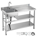 Nerūdijančio plieno plautuvė VEVOR SS1200-2, 1200 x 500 x 940 mm