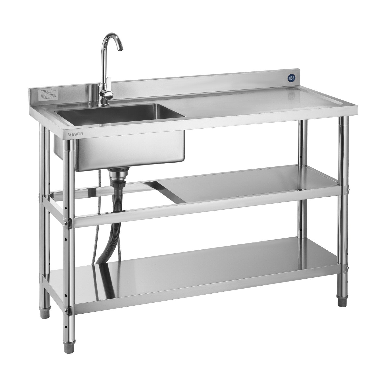 Nerūdijančio plieno plautuvė VEVOR SS1200-2, 1200 x 500 x 940 mm