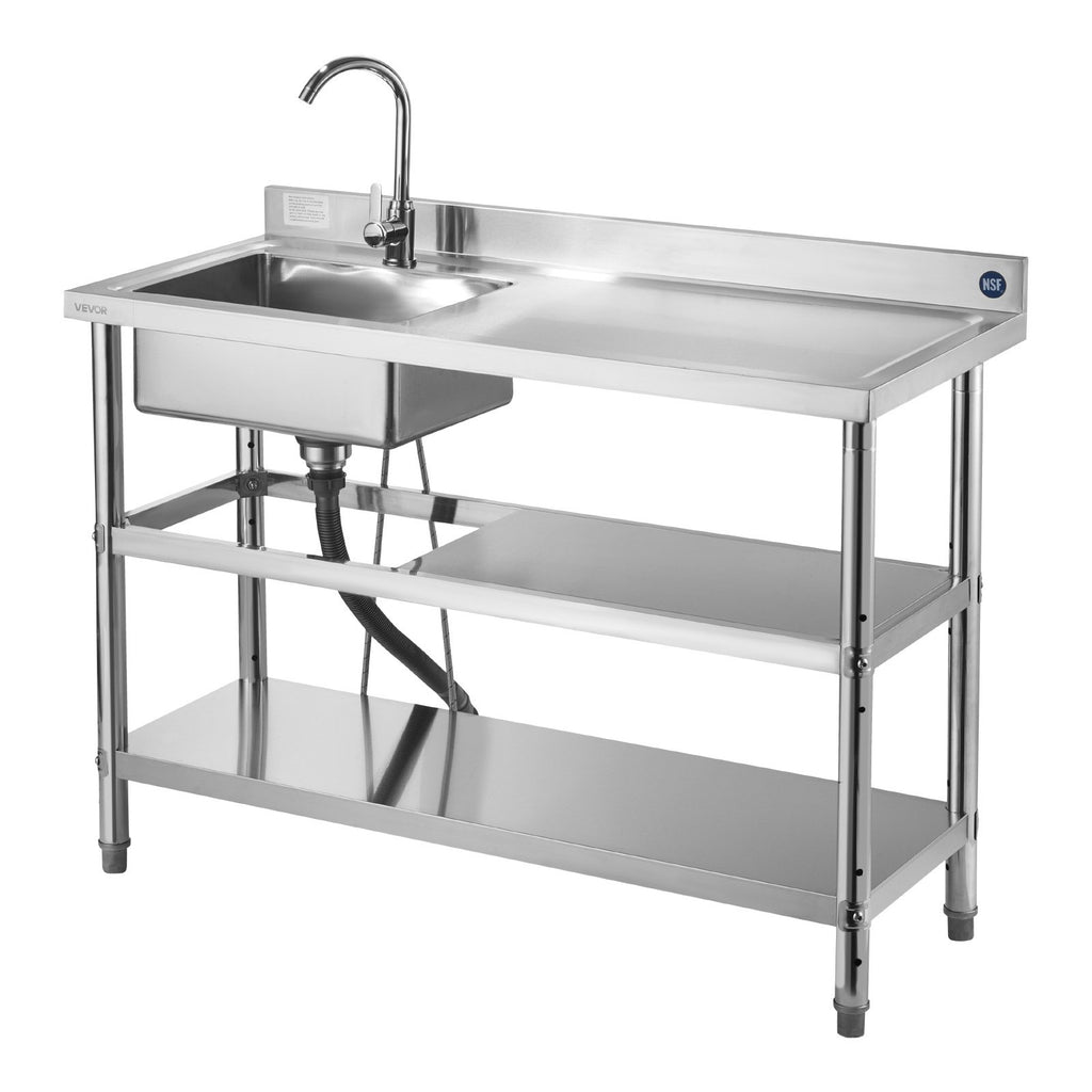 Nerūdijančio plieno plautuvė VEVOR SS1200-2, 1200 x 500 x 940 mm