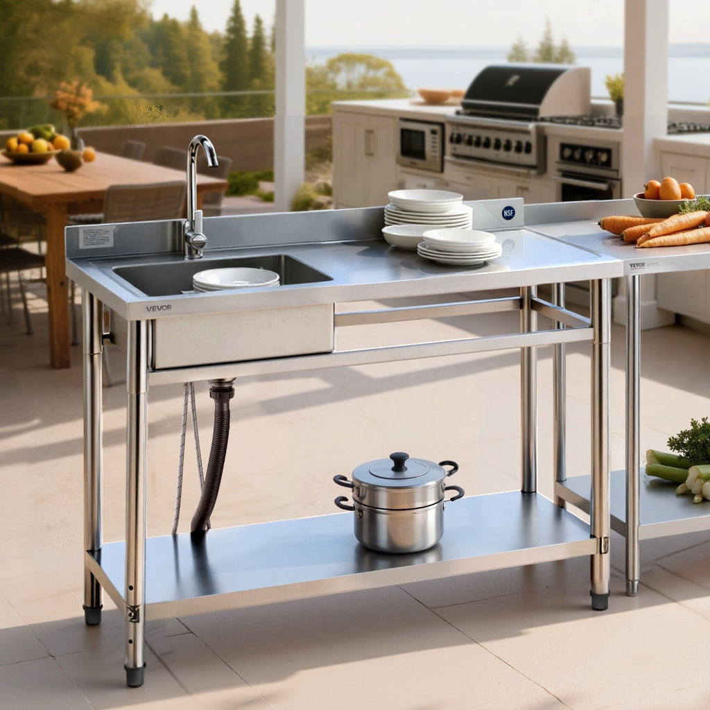 Nerūdijančio plieno plautuvė VEVOR SS1200-1, 1200x500x940 mm