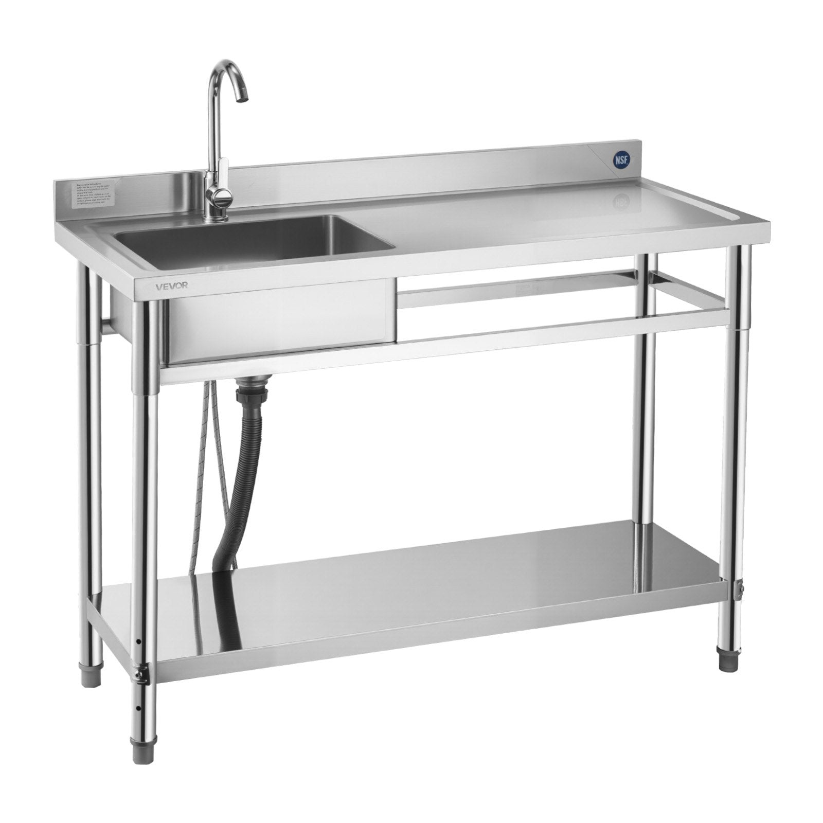 Nerūdijančio plieno plautuvė VEVOR SS1200-1, 1200x500x940 mm