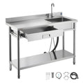 Nerūdijančio plieno plautuvė VEVOR SS1200-5, 1200 x 500 x 940 mm