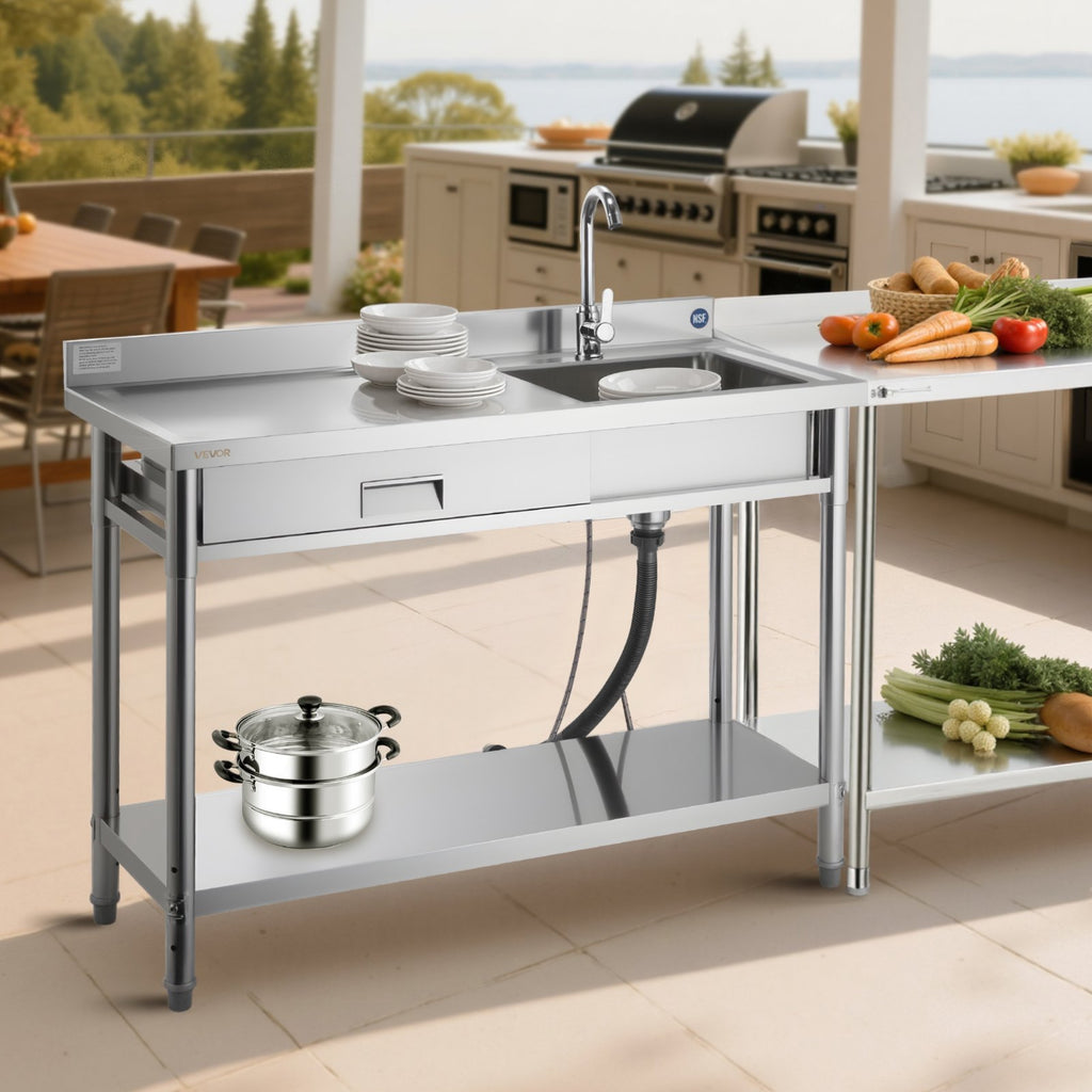 Nerūdijančio plieno plautuvė VEVOR SS1200-5, 1200 x 500 x 940 mm