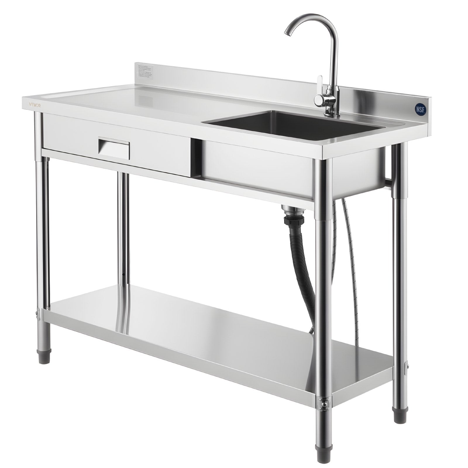 Nerūdijančio plieno plautuvė VEVOR SS1200-5, 1200 x 500 x 940 mm
