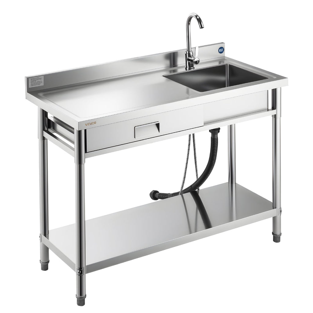 Nerūdijančio plieno plautuvė VEVOR SS1200-5, 1200 x 500 x 940 mm