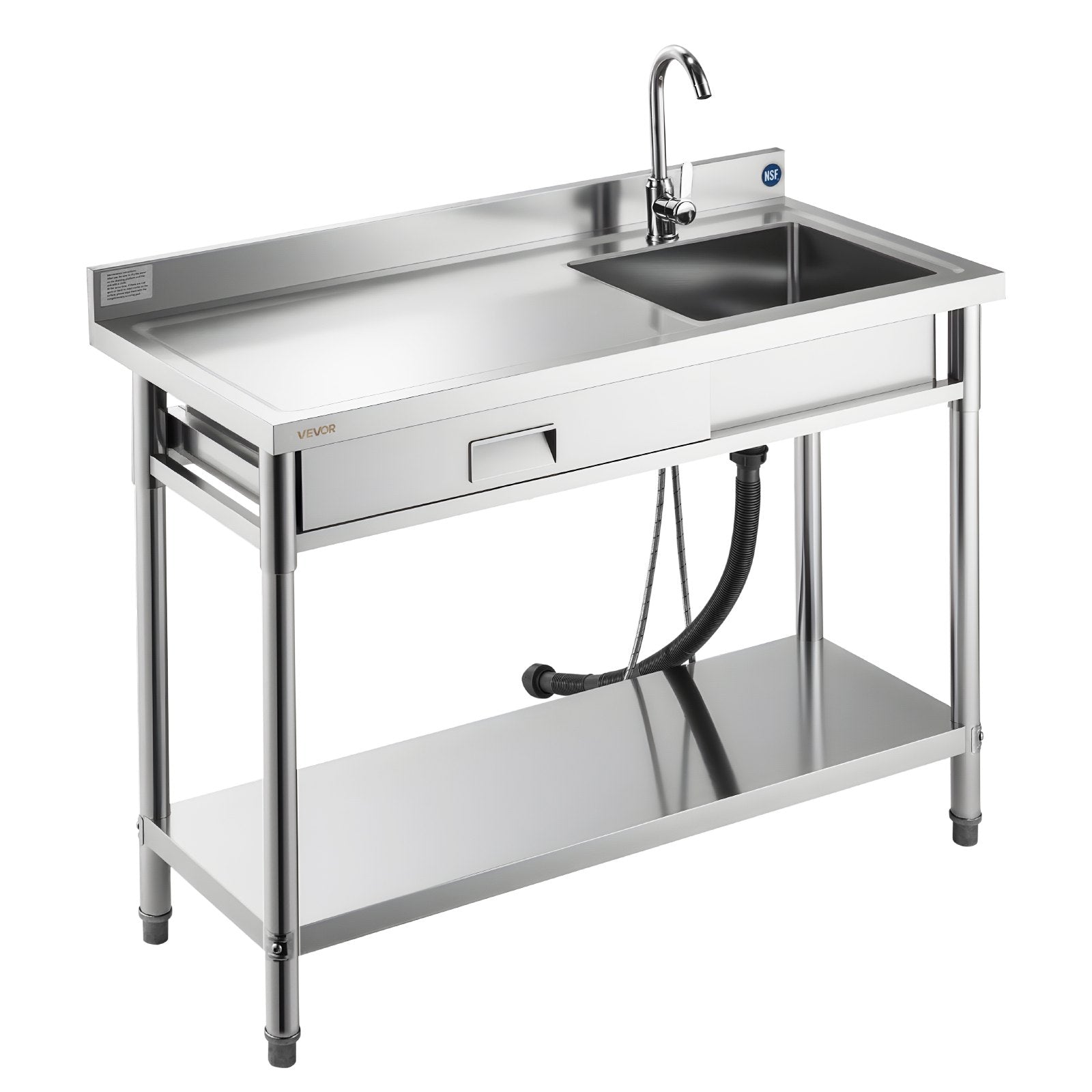 Nerūdijančio plieno plautuvė VEVOR SS1200-5, 1200 x 500 x 940 mm