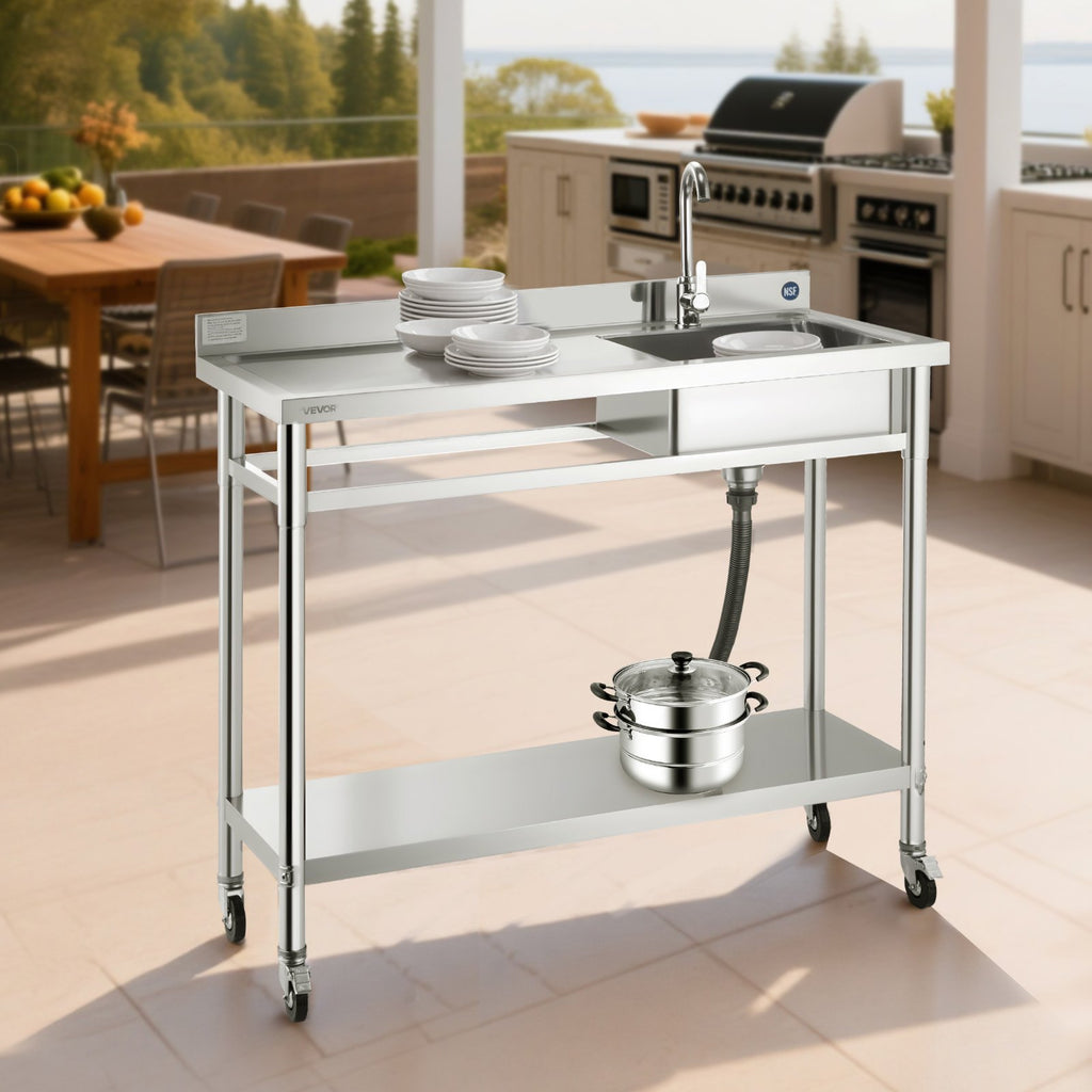Nerūdijančio plieno plautuvė VEVOR SS1200-4, 1200 x 500 x 1055 mm