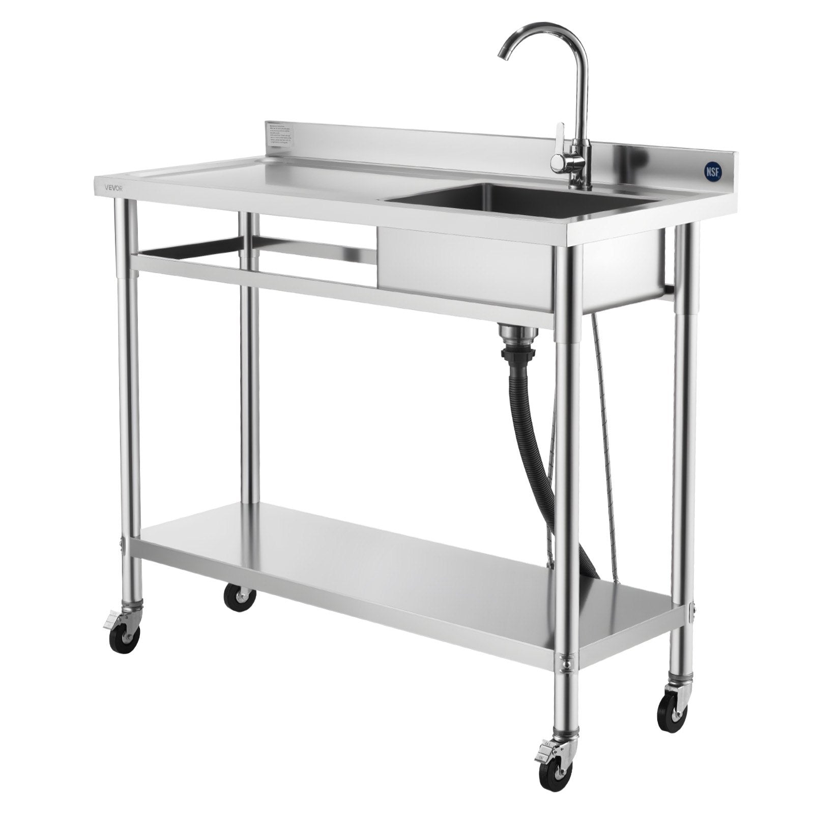 Nerūdijančio plieno plautuvė VEVOR SS1200-4, 1200 x 500 x 1055 mm