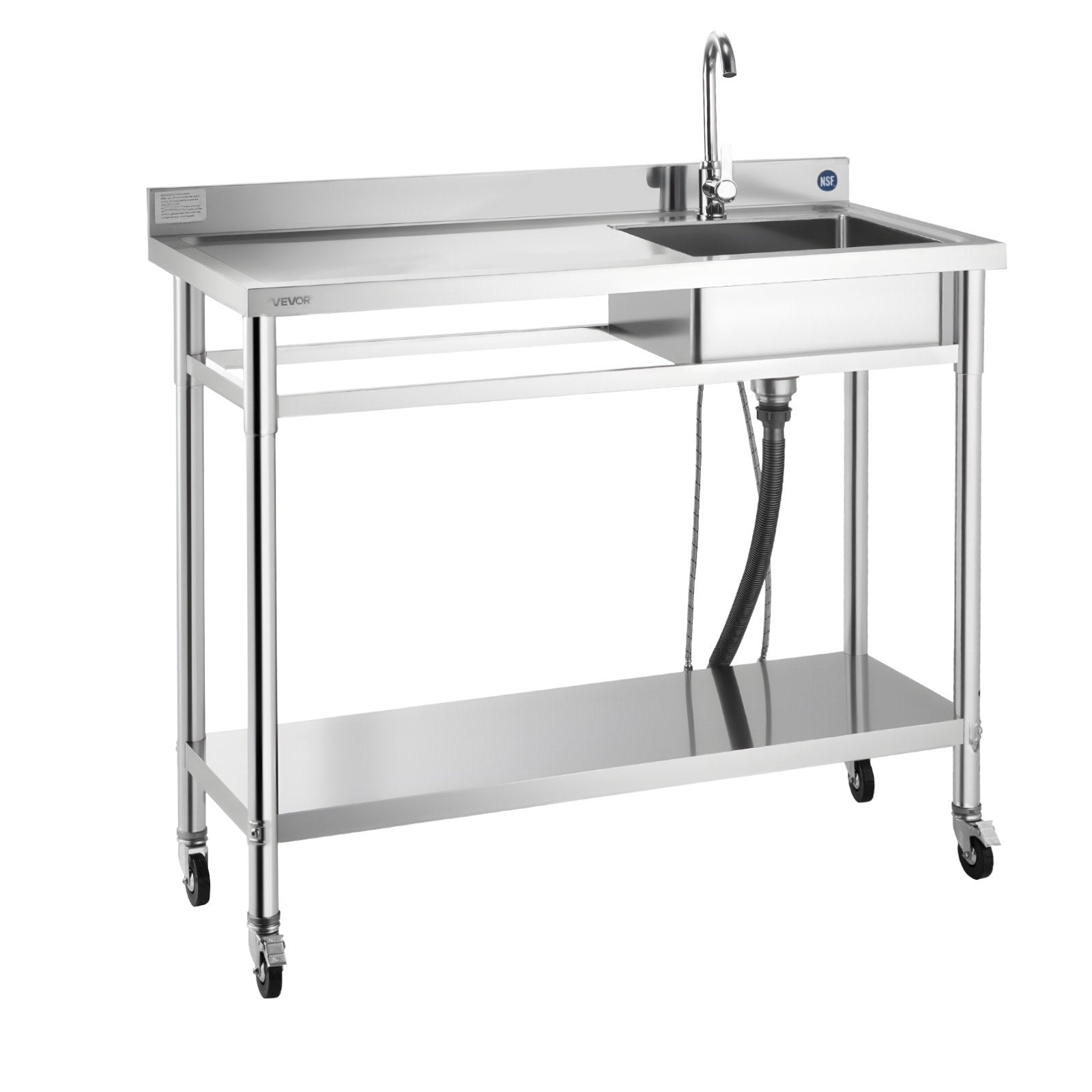 Nerūdijančio plieno plautuvė VEVOR SS1200-4, 1200 x 500 x 1055 mm