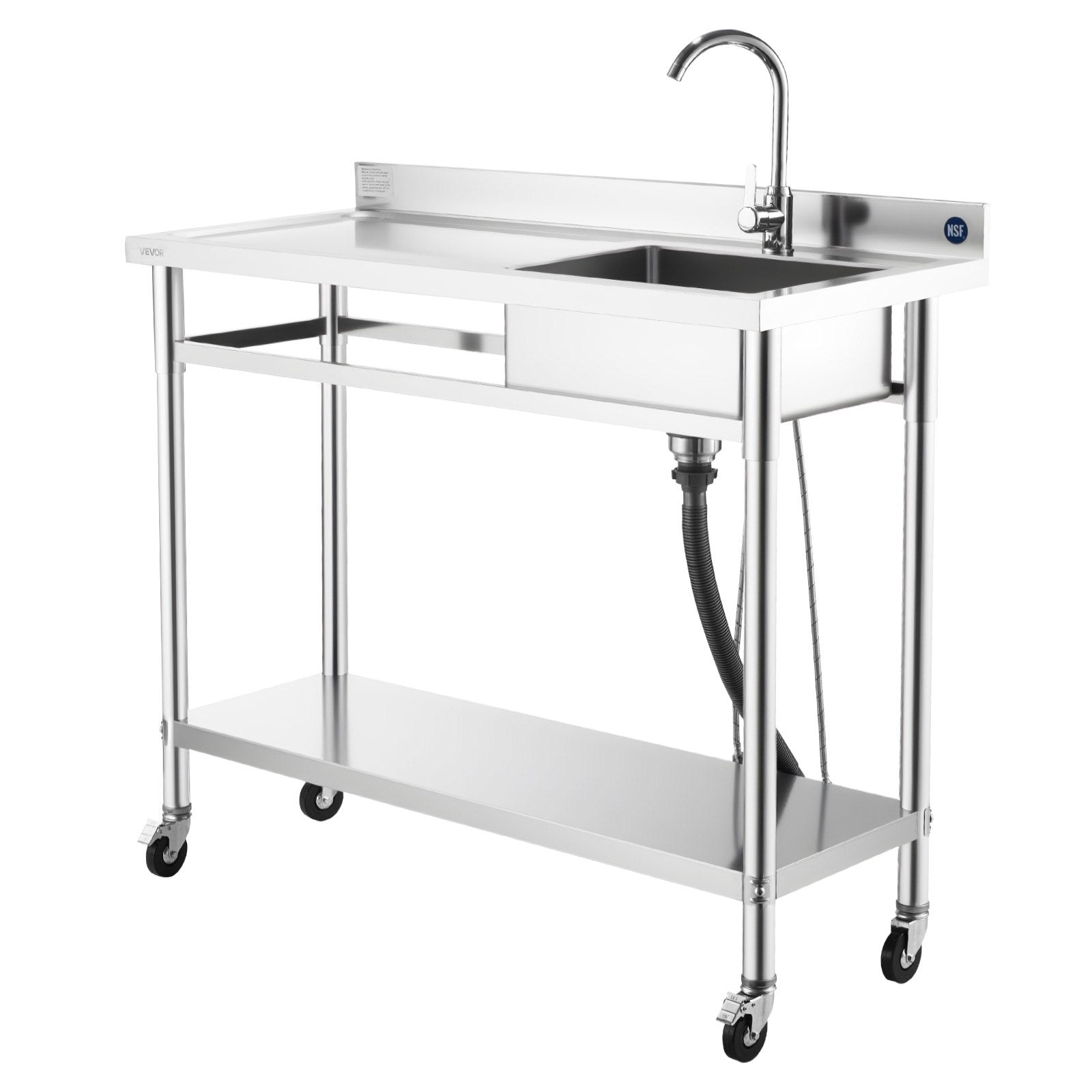 Nerūdijančio plieno plautuvė VEVOR SS1200-4, 1200 x 500 x 1055 mm