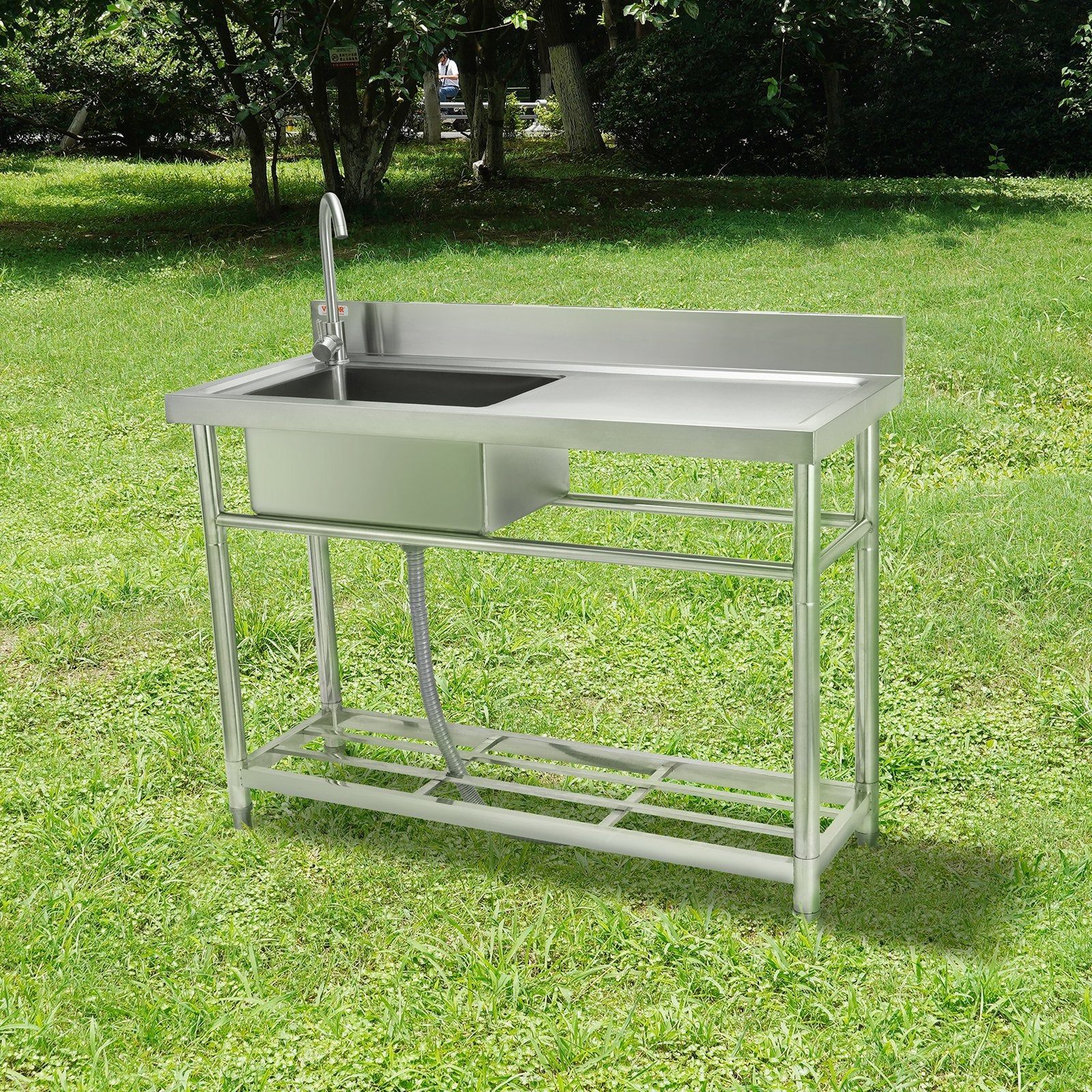 Nerūdijančio plieno plautuvė su darbastaliu VEVOR S2-1, 100,1 x 48,5 x 95 cm