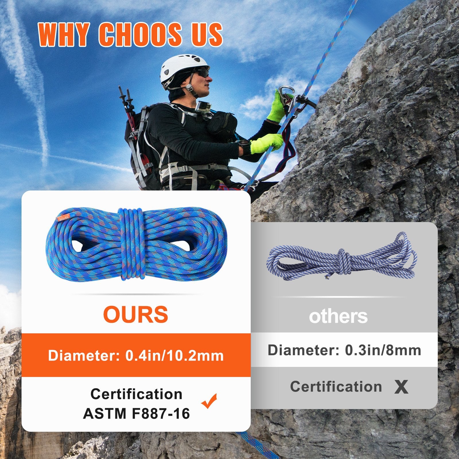 Dinaminė laipiojimo virvė VEVOR ROPE-D-102-131, 40 m