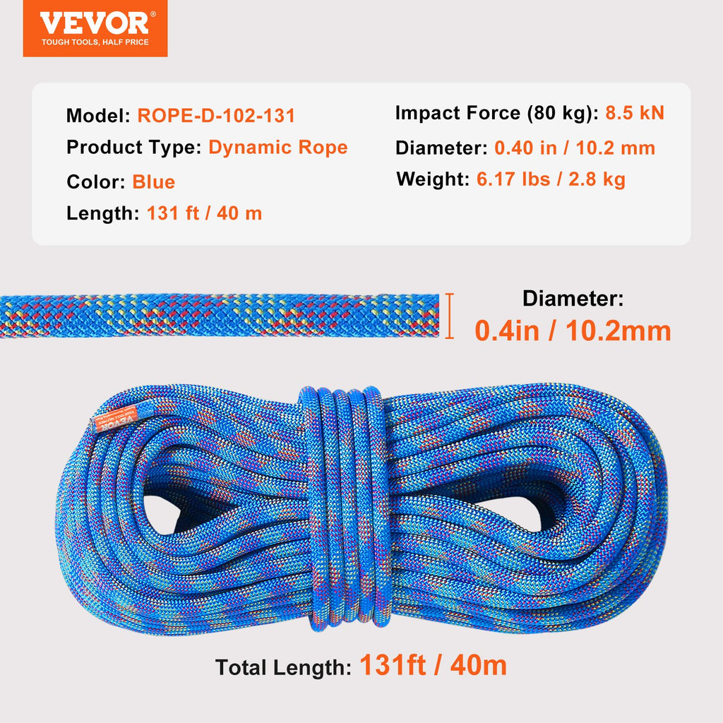 Dinaminė laipiojimo virvė VEVOR ROPE-D-102-131, 40 m