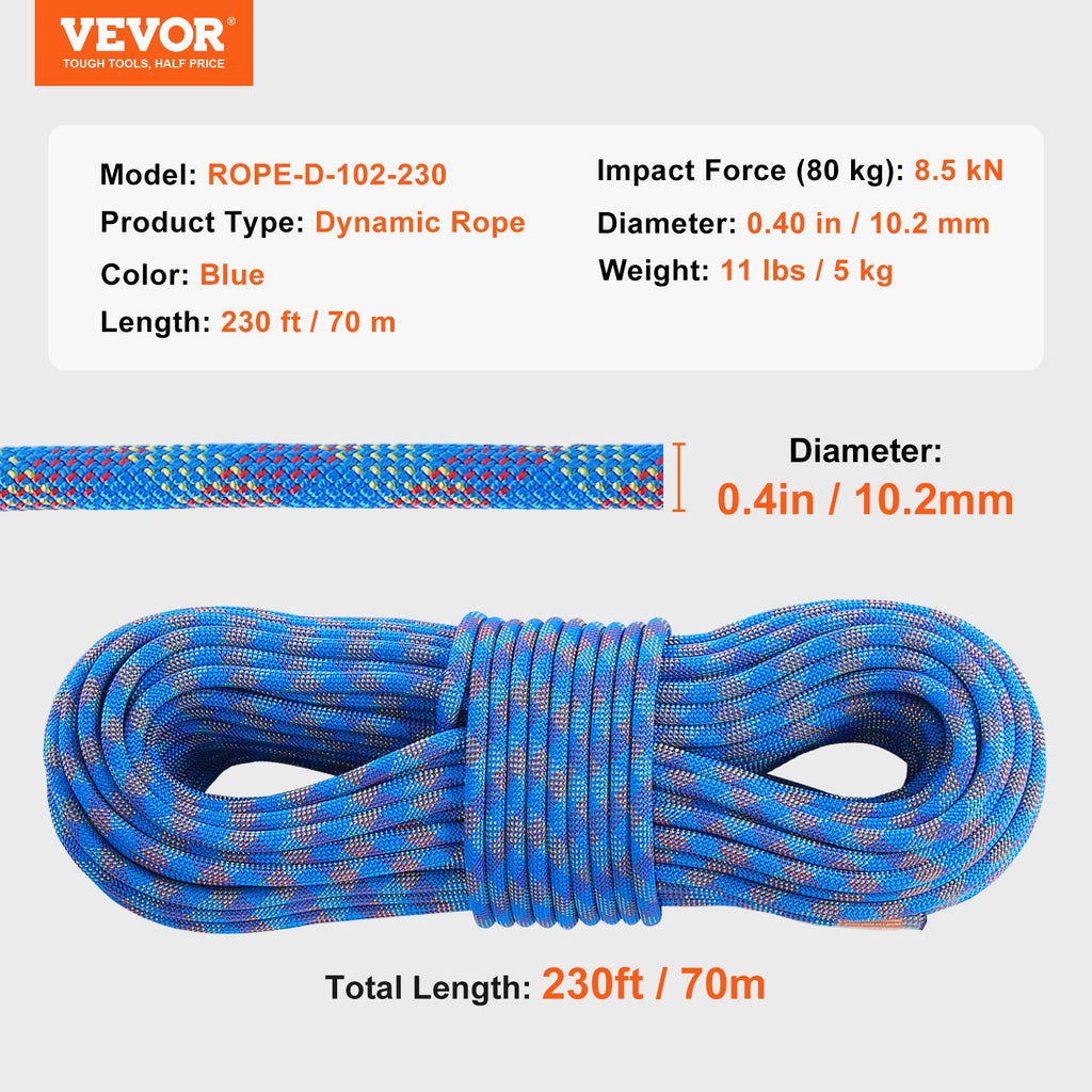 Dinaminė laipiojimo virvė VEVOR ROPE-D-102-230, 70 m