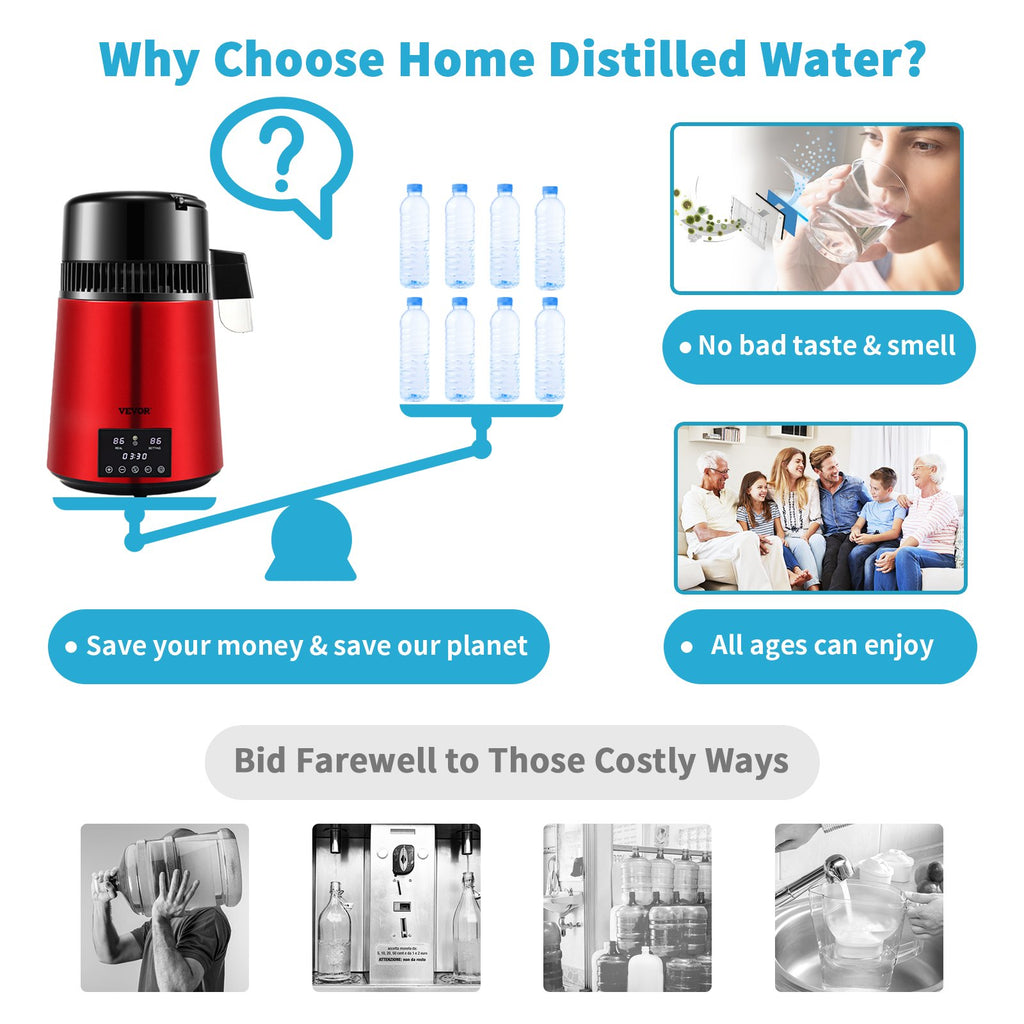 Vandens distiliatorius VEVOR YMK40207, 750 W