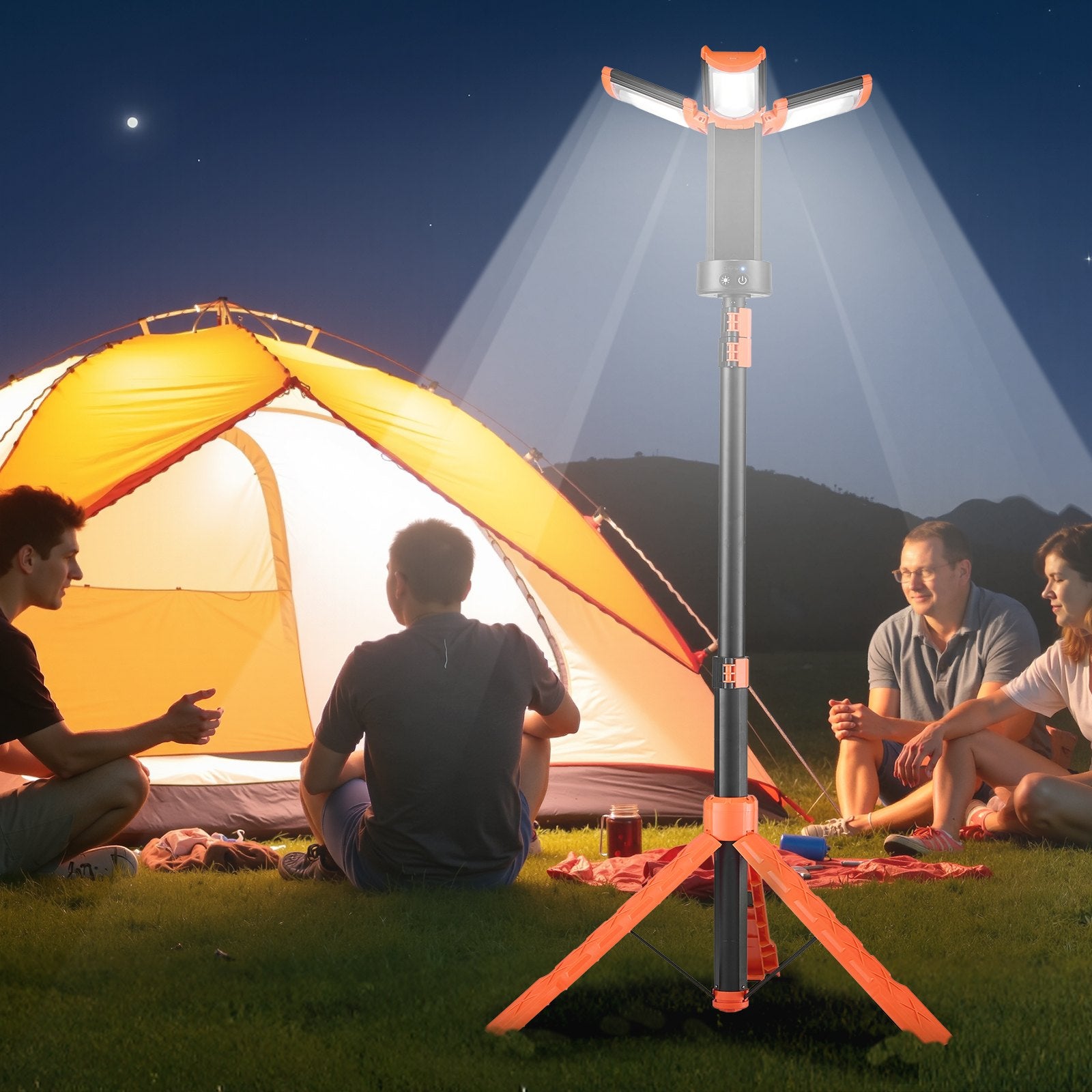 Akumuliatorinis LED prožektorius su stovu VEVOR RBLDGZD-004, 2200 lm