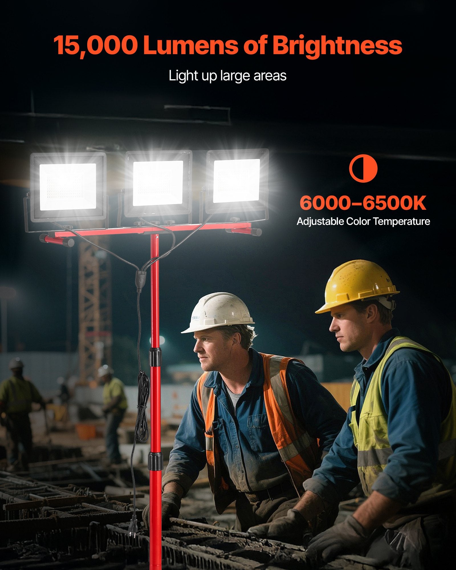 LED darbinis šviestuvas su stovu VEVOR RBSDGZD-008, 15000 lm