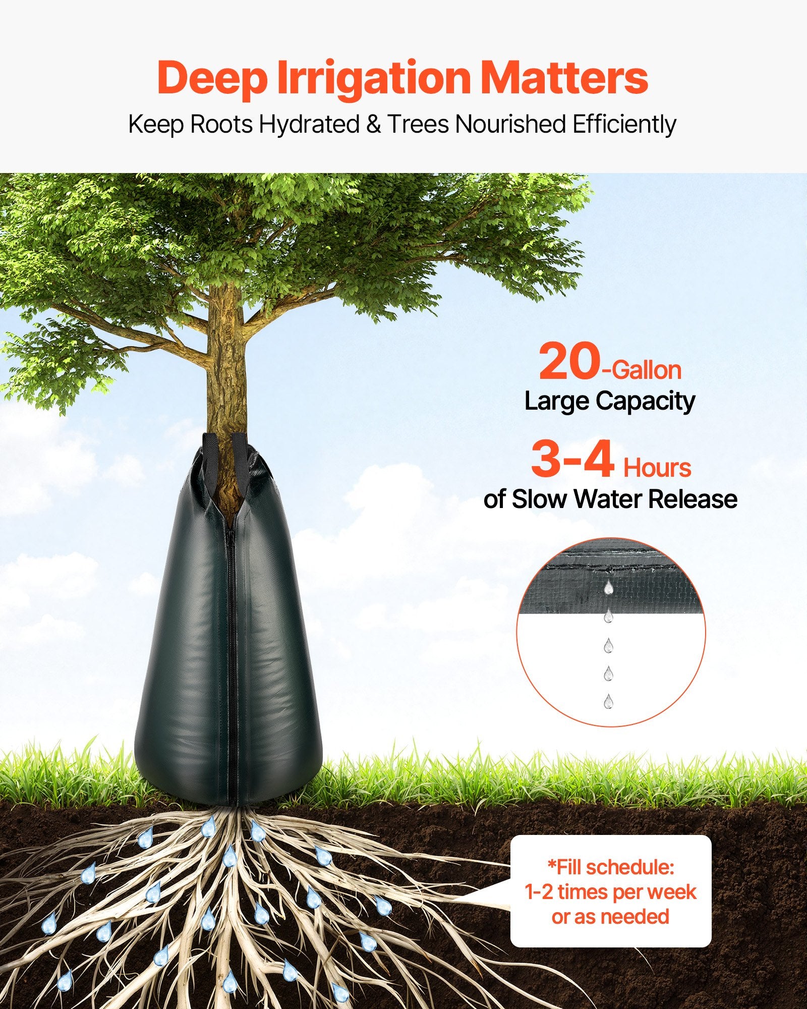 Medžių laistymo maišai VEVOR TWB-20gal-D4-PE, 75,7 l (8 vnt.)