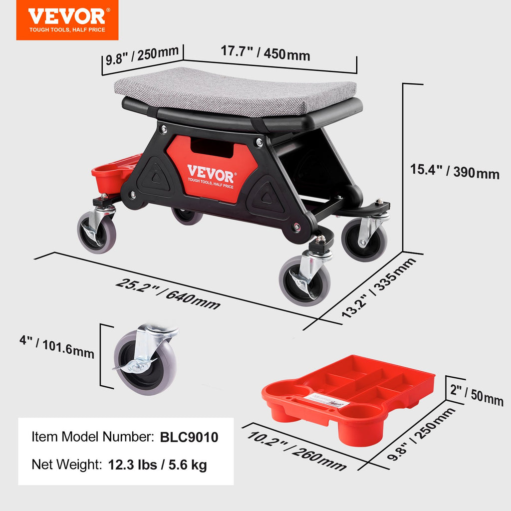 Mechaniko kėdė VEVOR BLC9010, 136 kg keliamoji galia