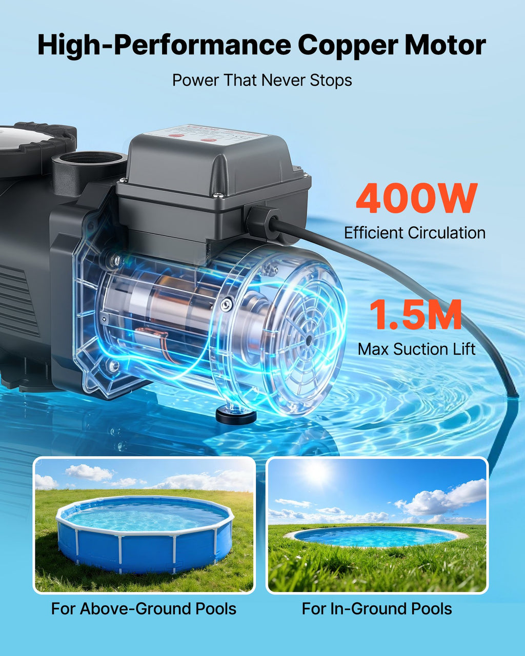 Baseinų siurblys VEVOR XKP456T, 400 W