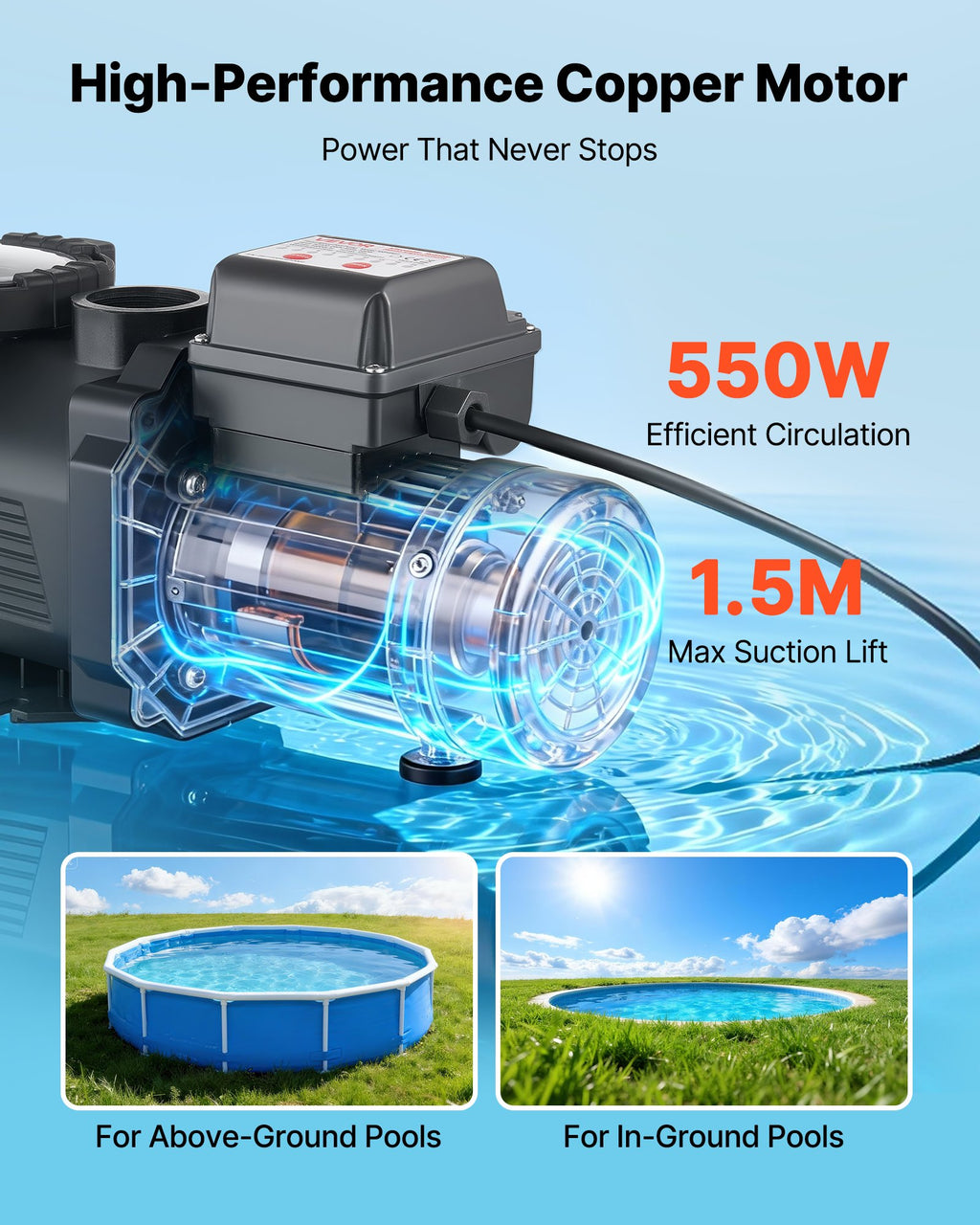 Baseino siurblys VEVOR XKP556T, 550W