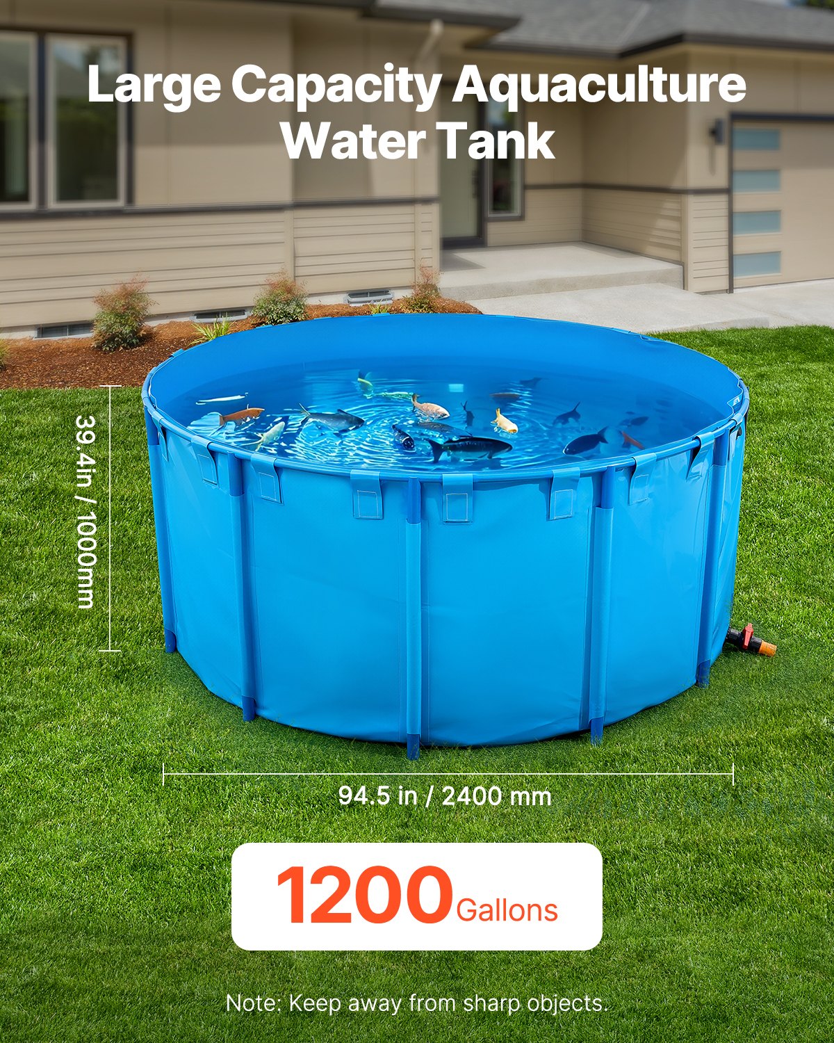 Antžeminis žuvų auginimo tvenkinys VEVOR DS-206, 4550 l