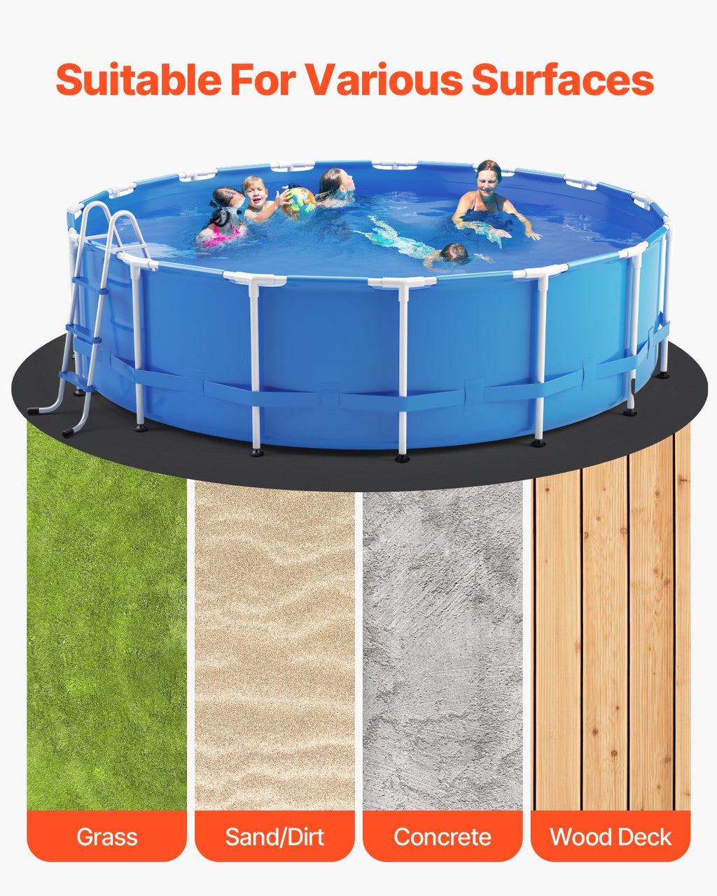 Baseino dugno paklotas VEVOR 21R, 6,4 m apvalus