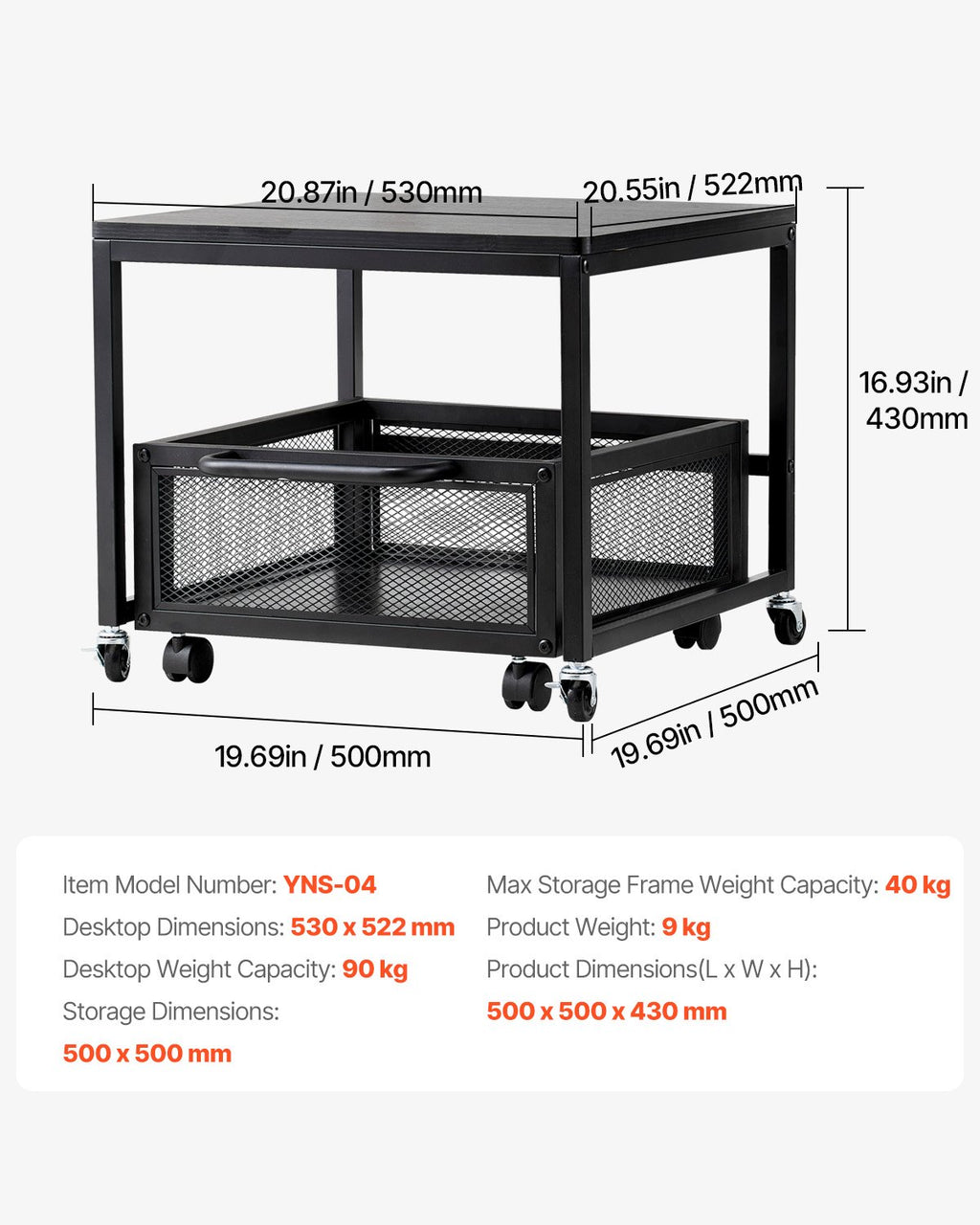 Mini šaldytuvo stovas VEVOR YNS-04, 90 kg apkrova