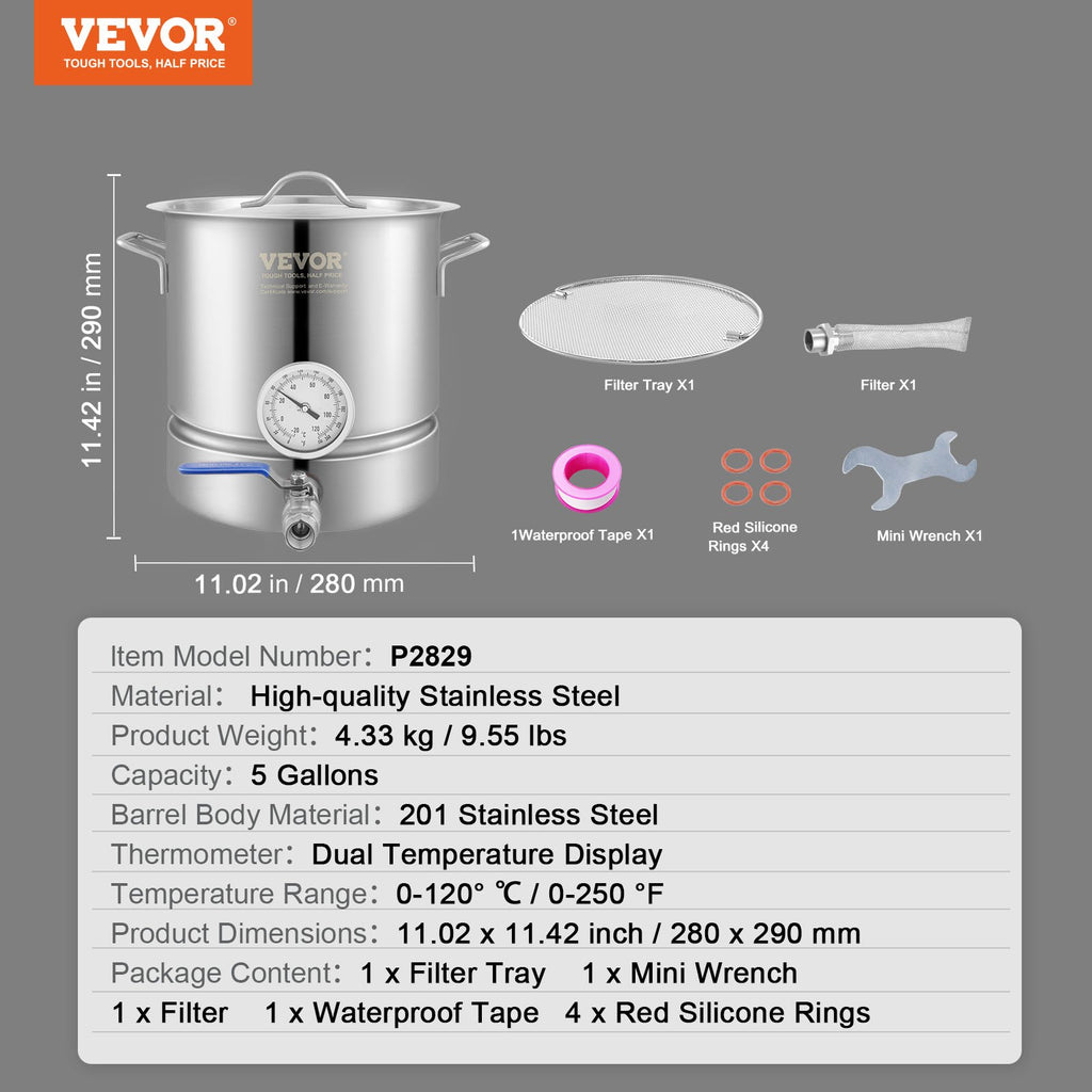 Alaus virimo puodas VEVOR P2829, 18,9 l