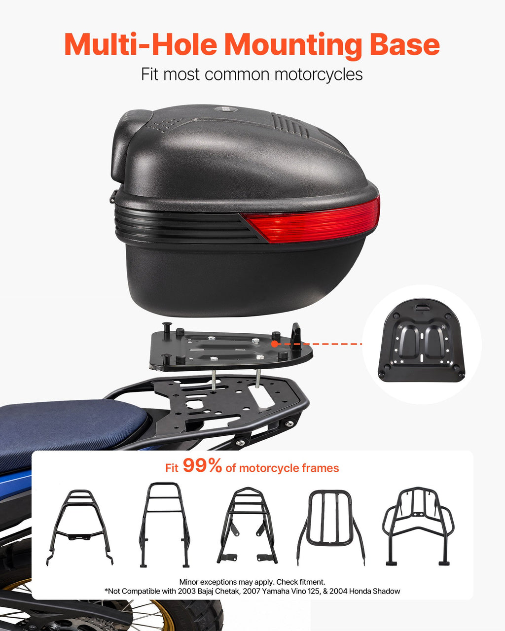 Motociklo galinė dėžė VEVOR MD-026, 30 l