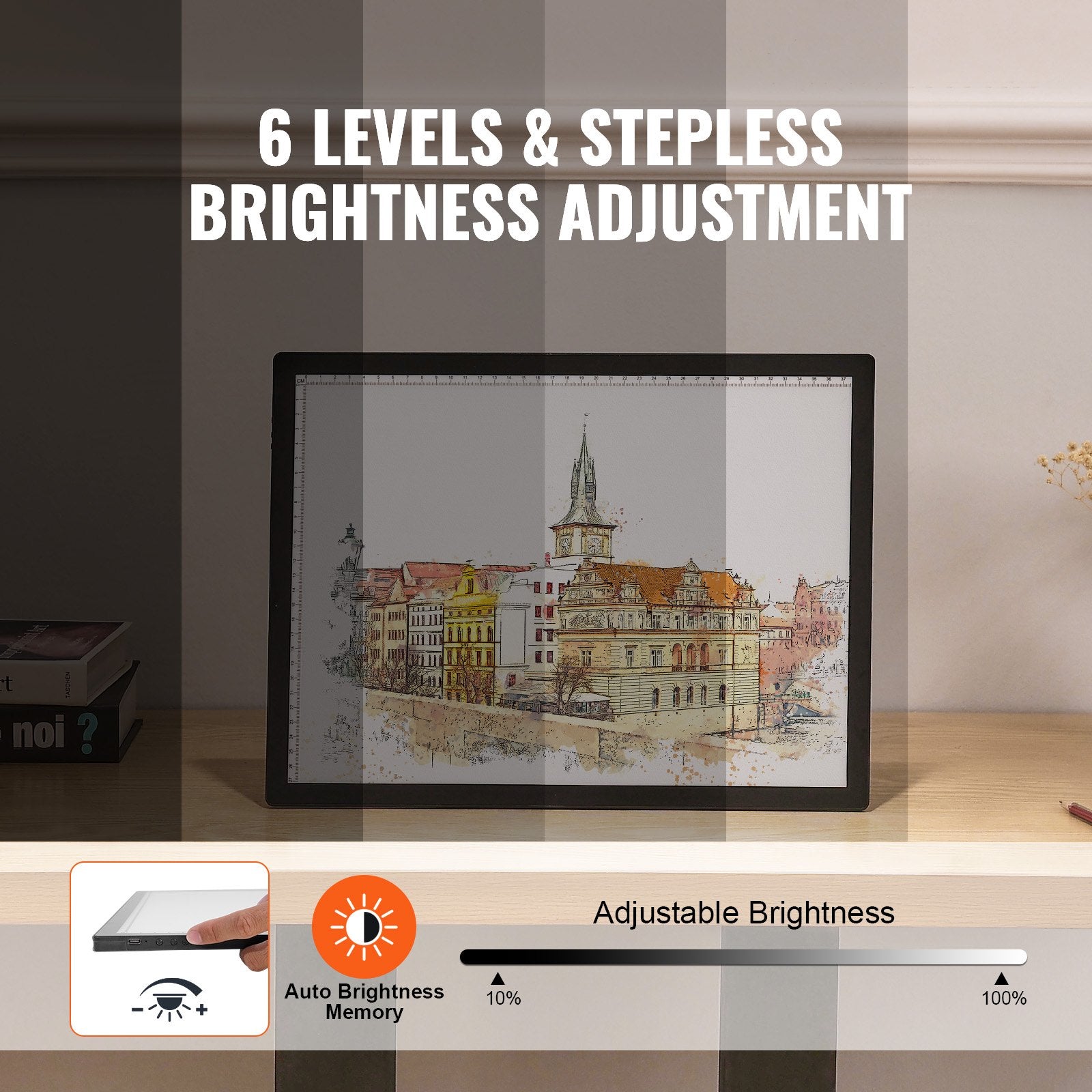 LED šviesos lentelė VEVOR A3-D28, A3 formatas, įkraunama