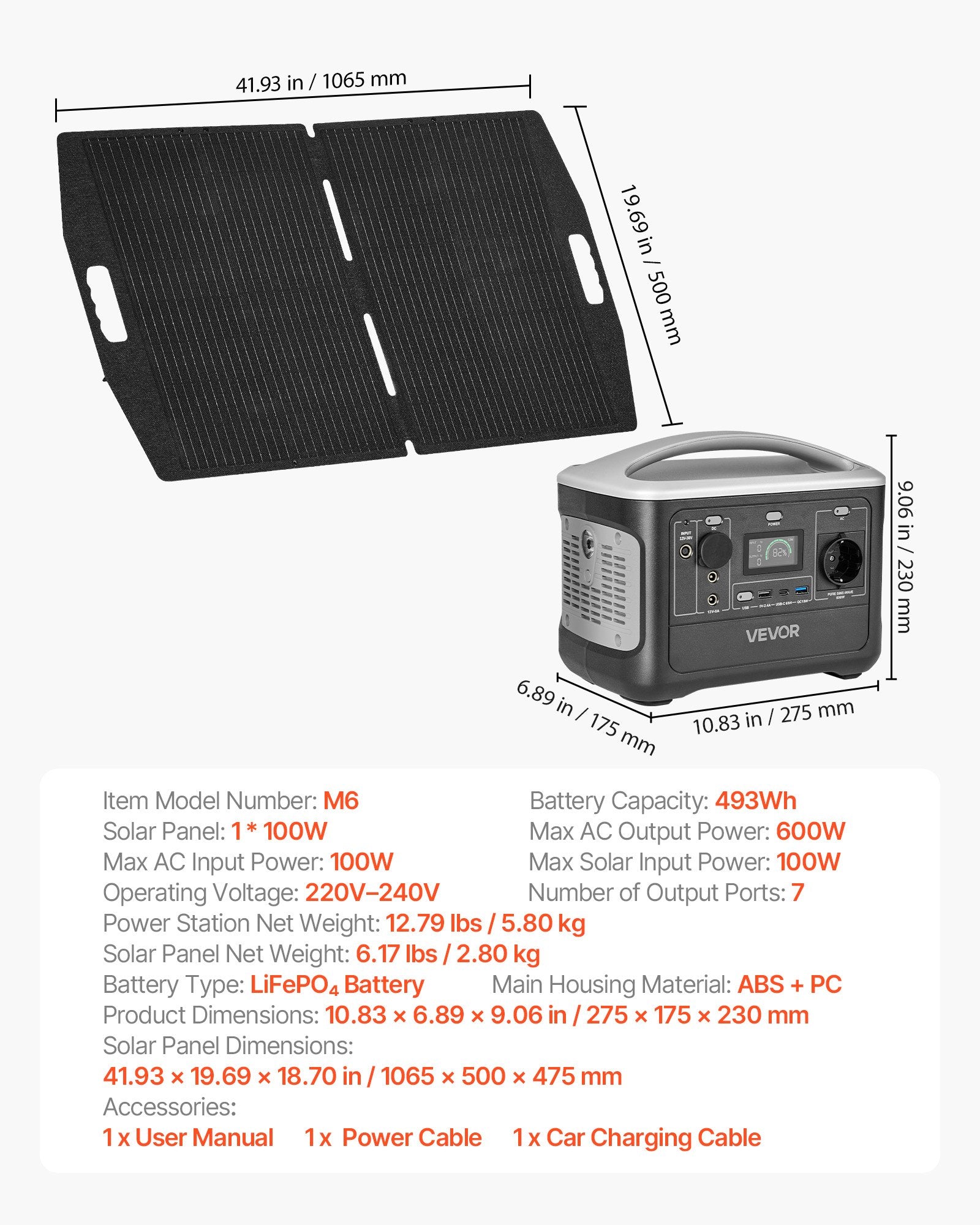 Nešiojama maitinimo stotelė VEVOR M6, 600W
