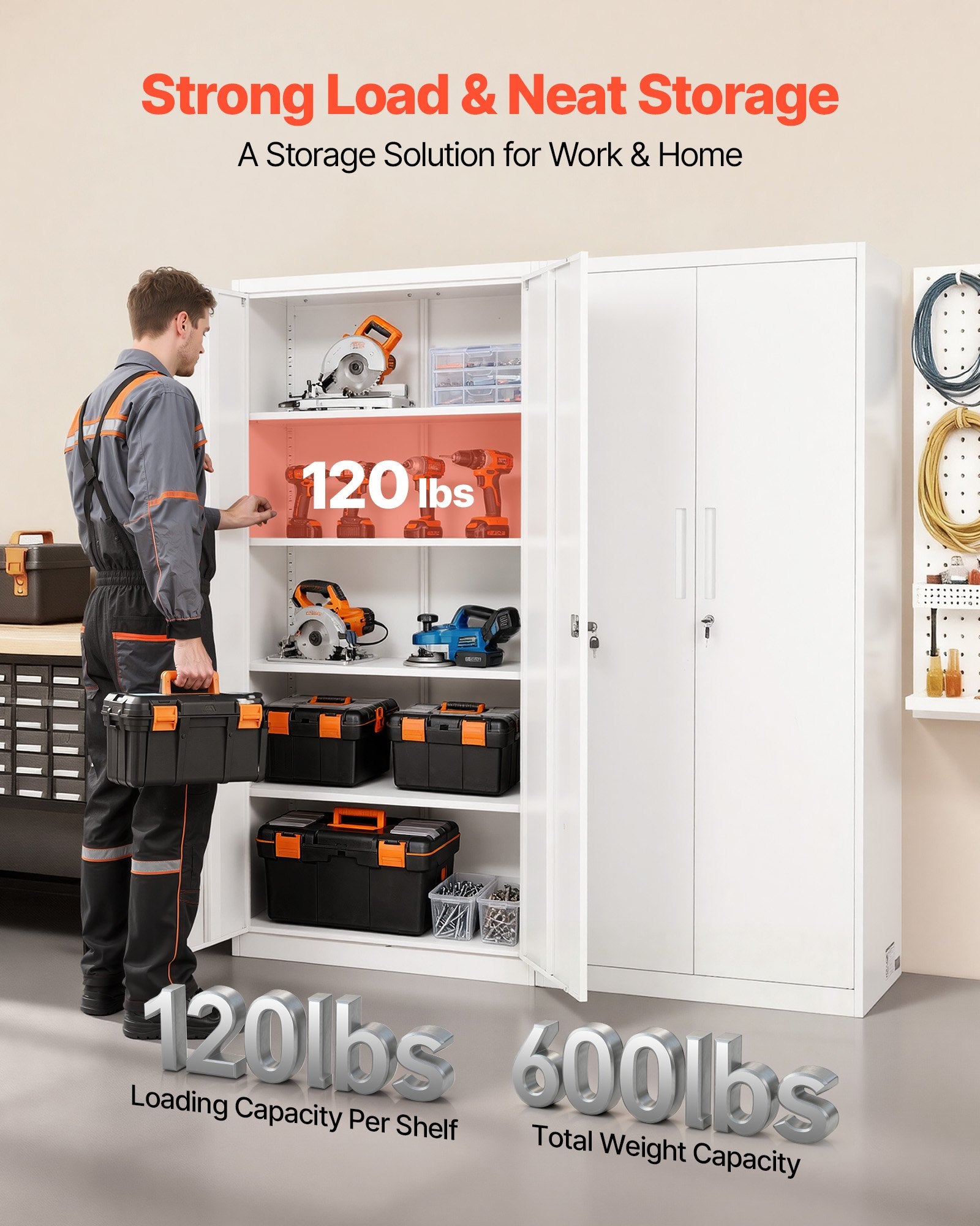 Metalinė daiktų saugojimo spinta VEVOR W124P2507010-1, 175 cm aukščio